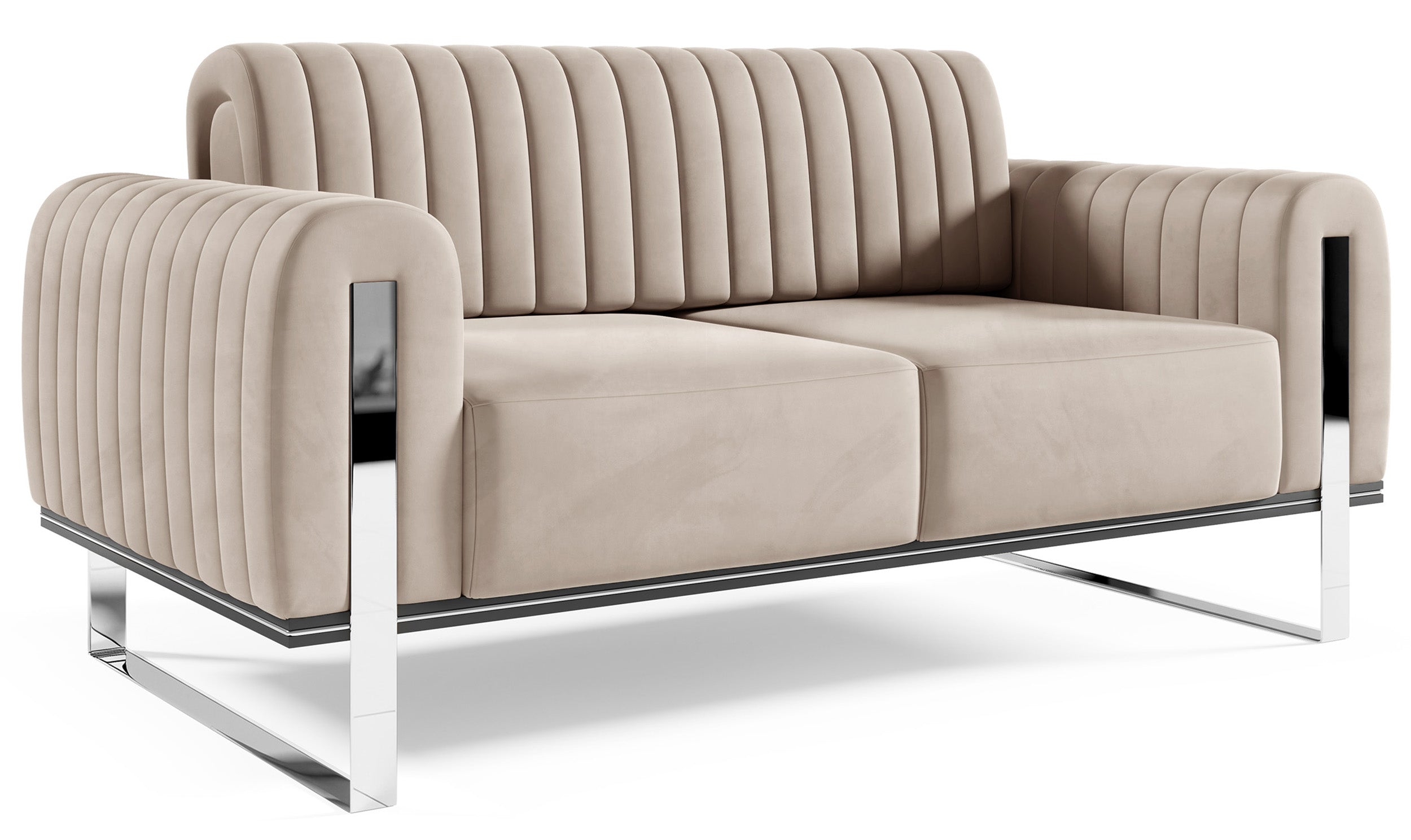 selsey-parissa-zweisitziges-sofa-hellbeiger-samt-mit-chromf-en image 4