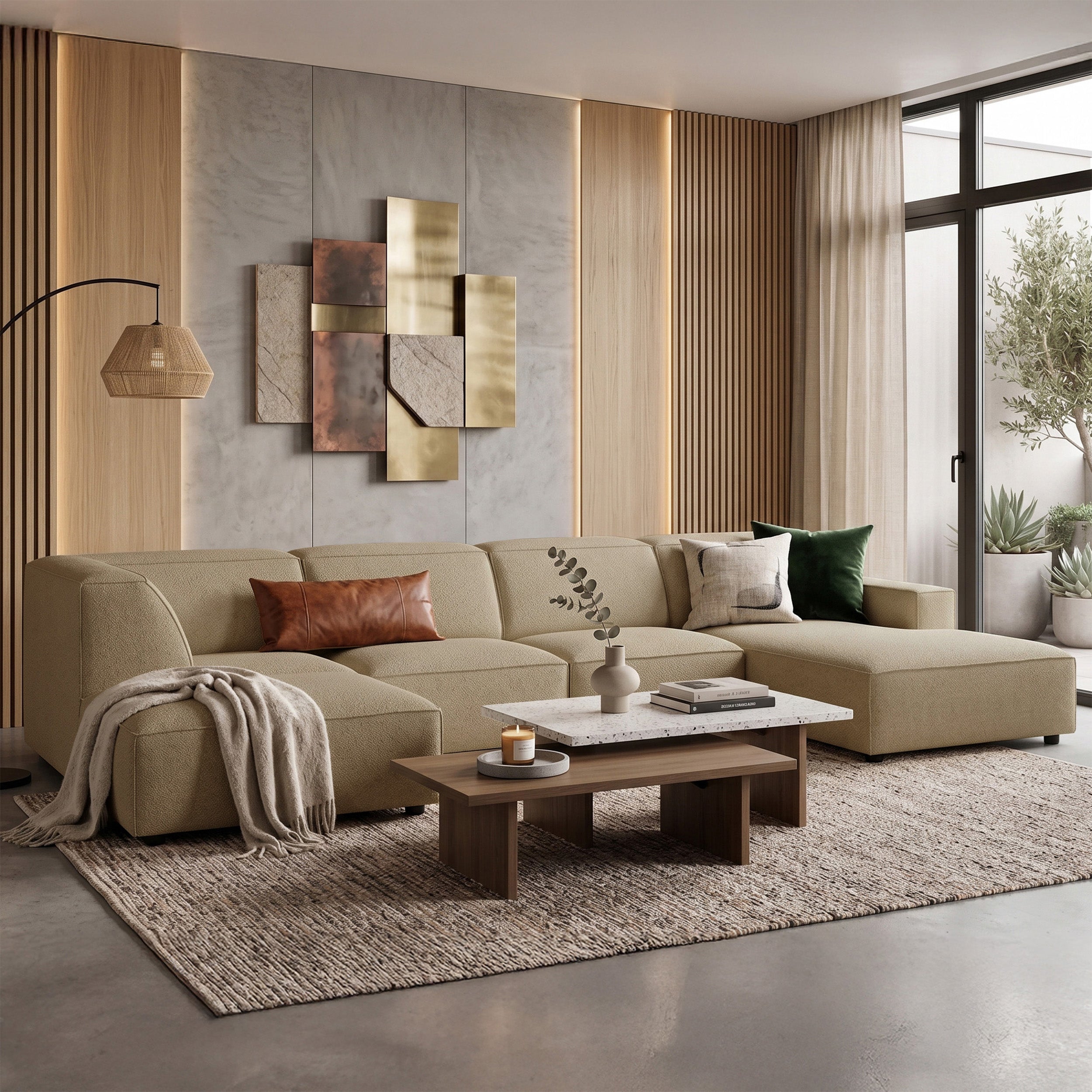 selsey-sellmo-gro-es-u-f-rmiges-modulares-ecksofa-links-mit-pouf-dunkelbeige-hyd image 2