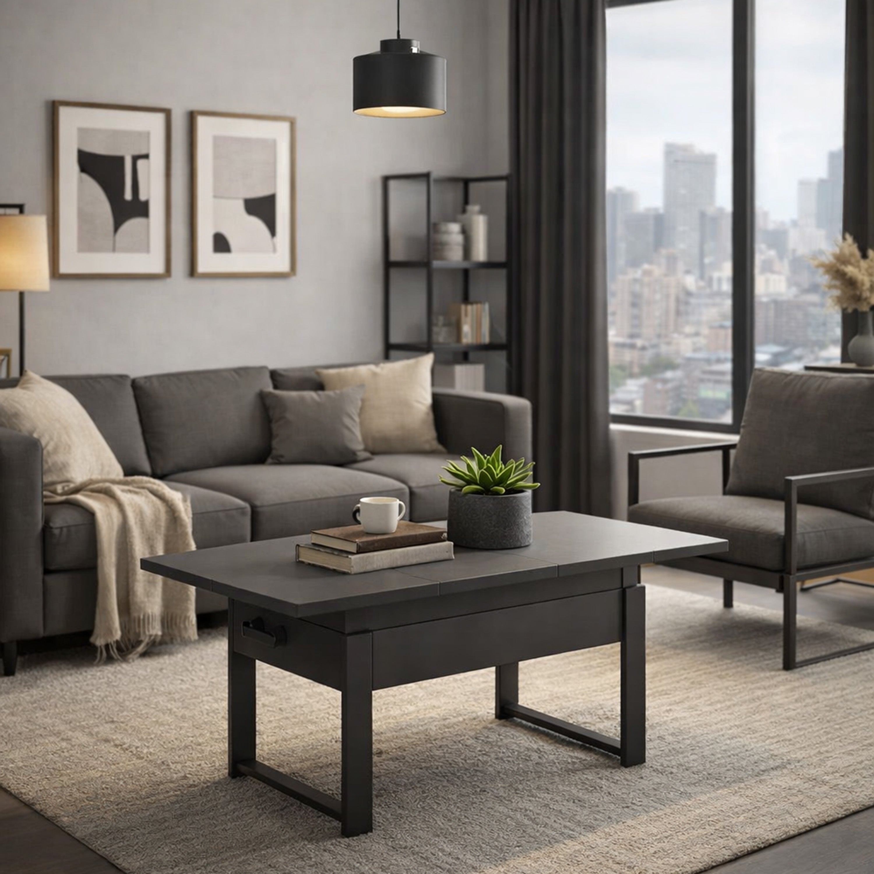 selsey-couchtisch-hugo-ausziehbar-120-157-x67-cm-grau-diamantmuster-schwarze-bei image 2
