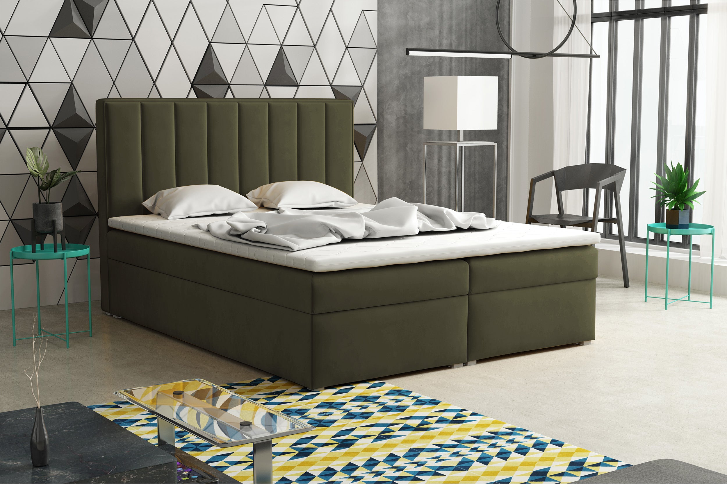 selsey-rinus-kontinentales-bett-160x200-cm-mit-stauraum-und-topper-olivgr-ner-sa image 2