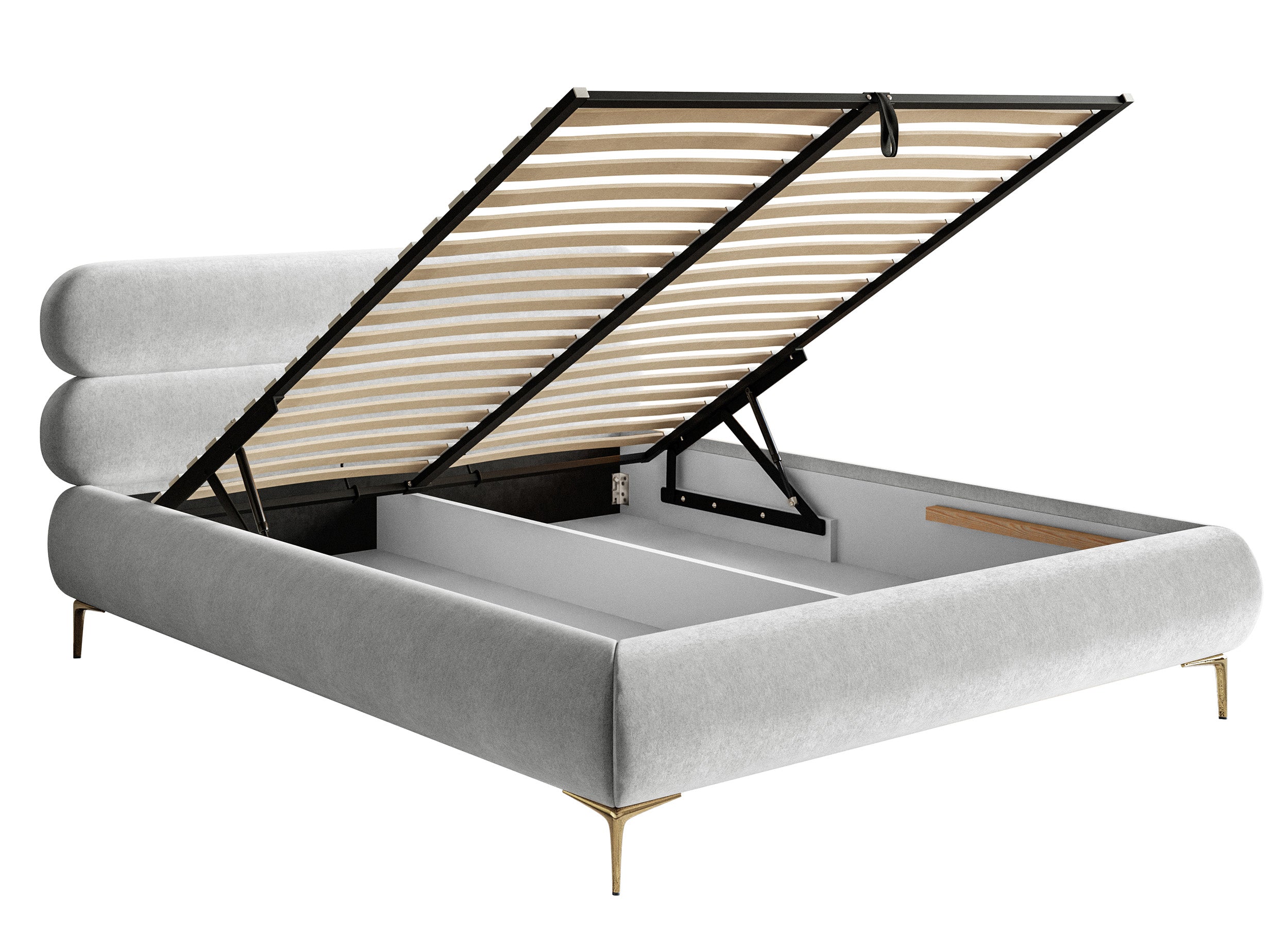 selsey-roule-gepolstertes-bett-160x200-cm-mit-stauraum-hellgrauer-samt-goldene-b image 7