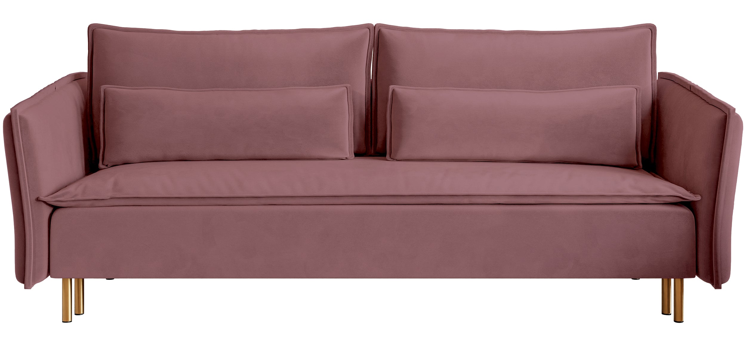 selsey-ummo-dreisitziges-schlafsofa-mit-stauraum-rosa-velours-goldbeine image 1