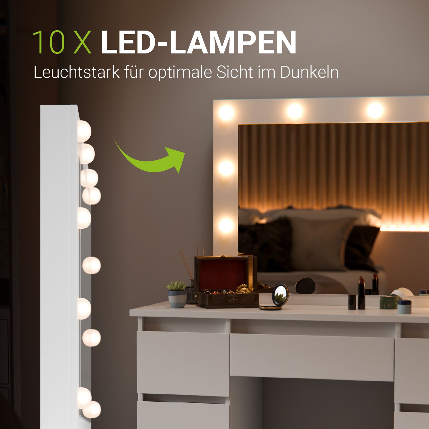 juskys-schminktisch-talea-wei-mit-spiegel-led-und-7-schubladen image 3