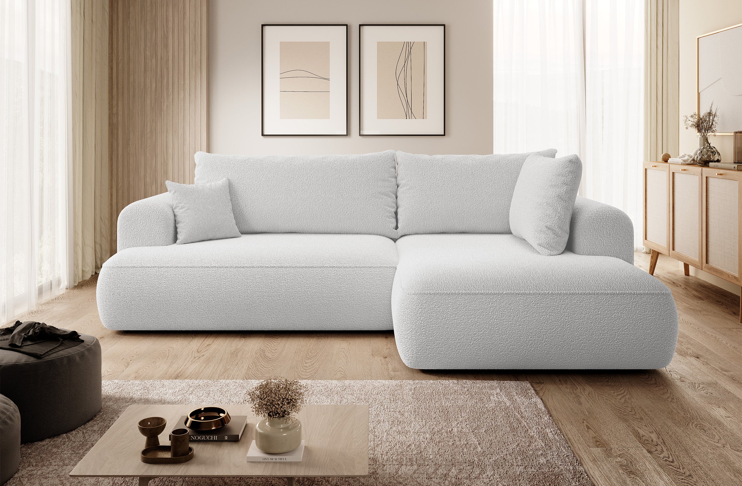 selsey-ovo-ecksofa-l-form-rechts-mit-schlaffunktion-und-stauraum-grauer-boucl image 2