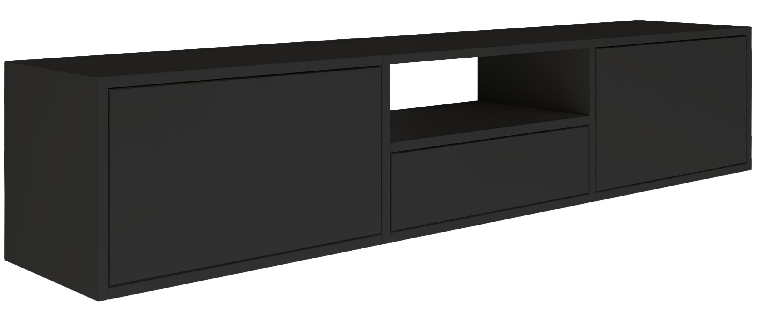 selsey-framme-h-ngender-tv-schrank-150-cm-mit-3-klappen-schwarz-matt image 1