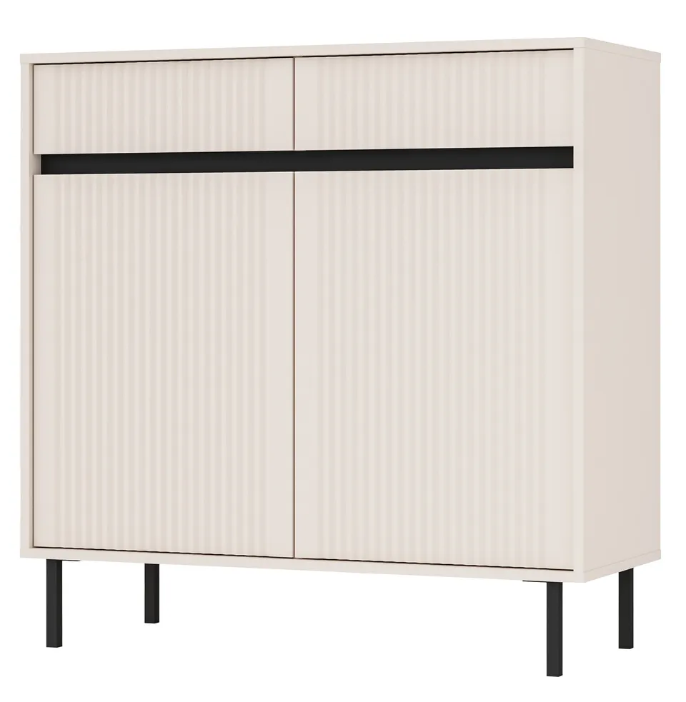 selsey-osaka-kommode-100-cm-zweit-rig-mit-zwei-schubladen-sandbeige-mit-schwarze image 1