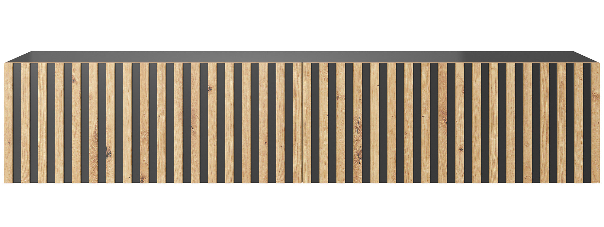 selsey-telire-tv-schrank-138-6-cm-schwarz-mit-lamellenfront-artisan-eiche image 6