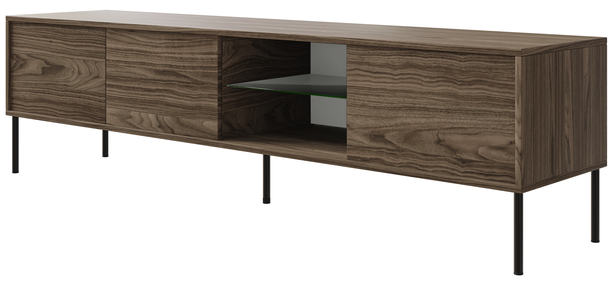 selsey-modity-dreit-riger-tv-schrank-175-cm-nussbaum-mit-glasablage-und-beleucht image 1