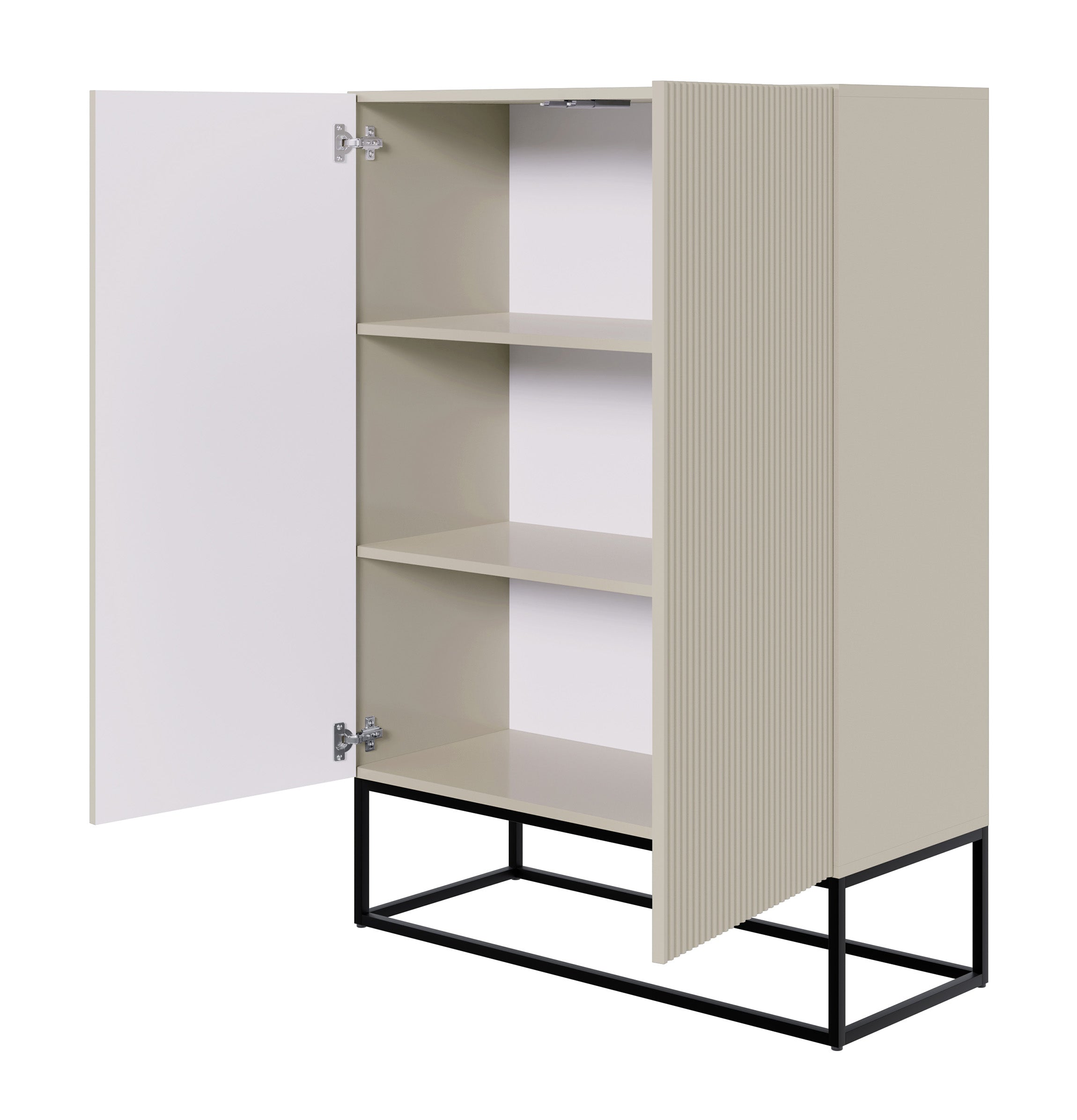 selsey-veldio-zweit-rige-kommode-90-cm-grau-beige-mit-gefr-ster-front-und-schwar image 2