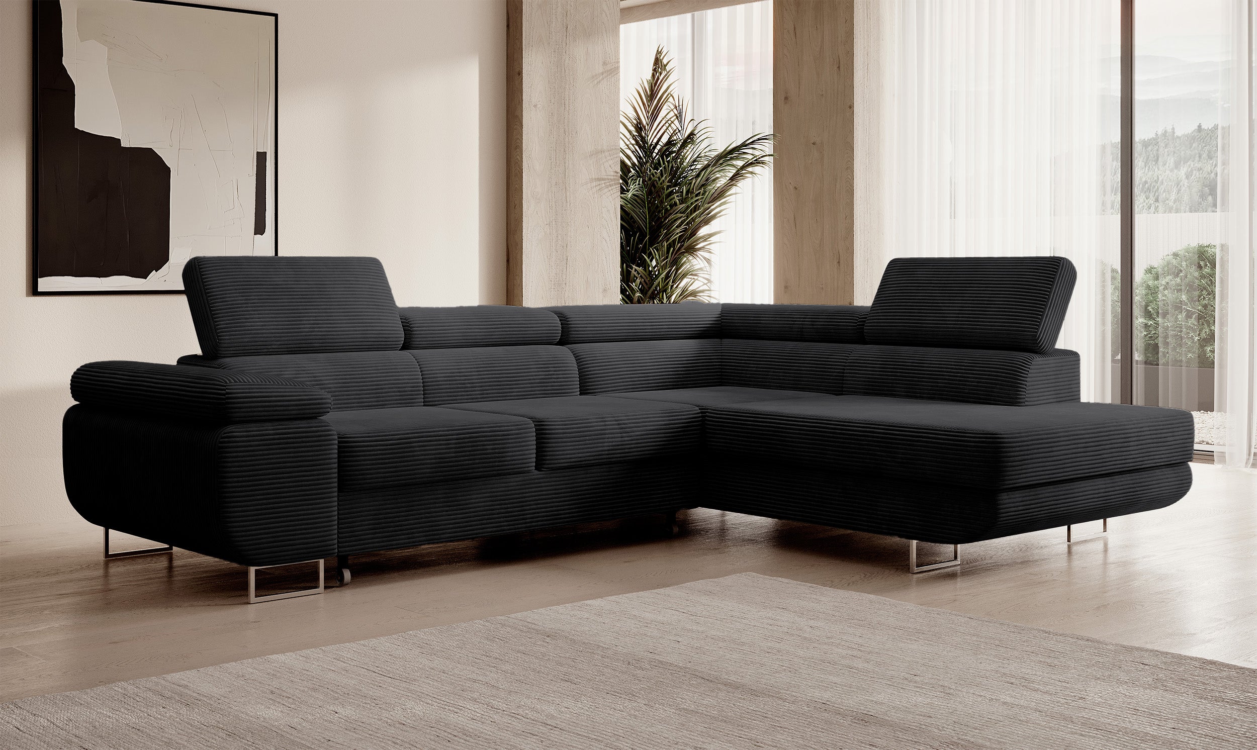 selsey-stevil-ecksofa-l-f-rmig-rechts-mit-schlaffunktion-und-stauraum-schwarzer- image 2