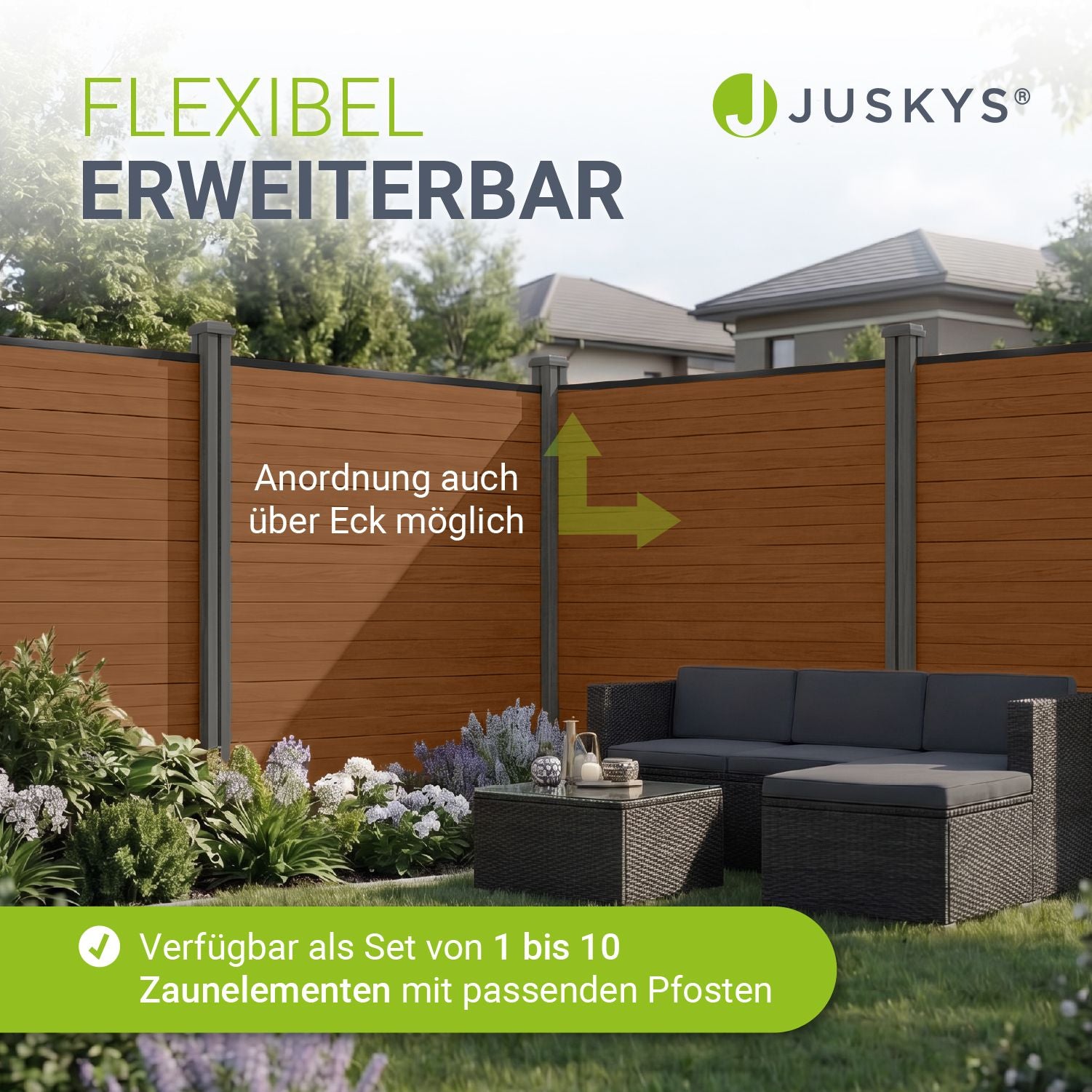 juskys-wpc-zaun-sichtschutzzaun-1er-set-teak image 7