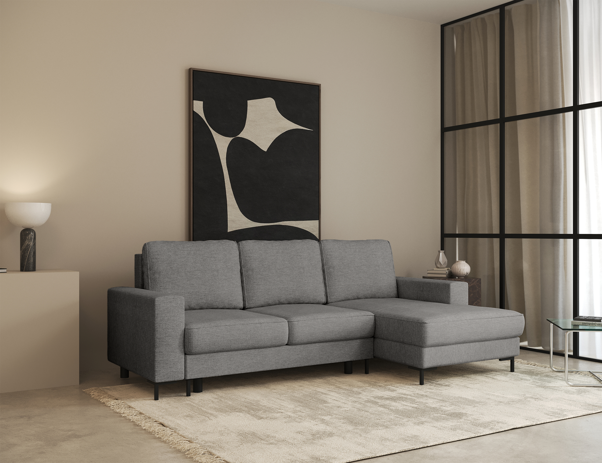 selsey-mokpeo-ecksofa-mit-schlaffunktion-rechts-chenille-grau image 2
