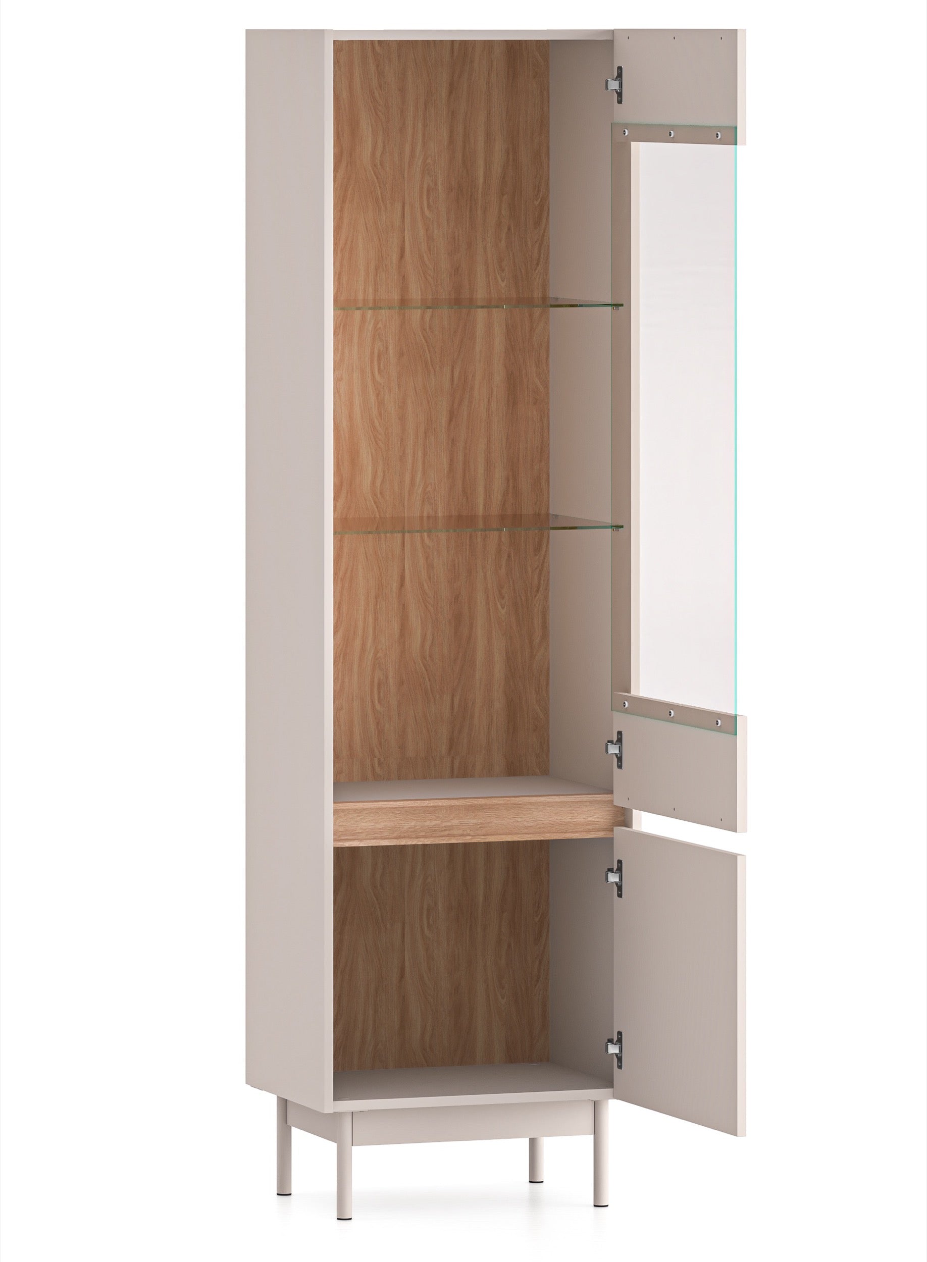 selsey-dunea-zweifl-gelige-vitrine-55-cm-mit-glas-und-beleuchtung-kaschmir-eiche image 3