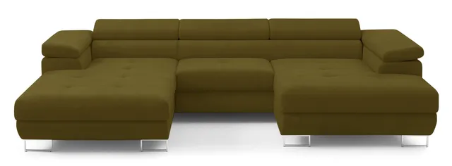 selsey-nollia-ecksofa-u-f-rmig-rechts-olivgr-nes-boucl-mit-schlaffunktion-und-st image 1