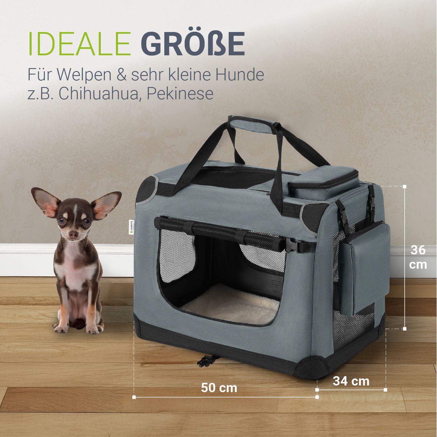 juskys-lassie-hundebox-auto-faltbar-gr-e-s-grau-stoff image 5