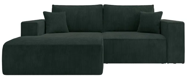 selsey-farese-mini-ecksofa-links-l-f-rmig-mit-schlaffunktion-dunkelgr-n-cord image 1
