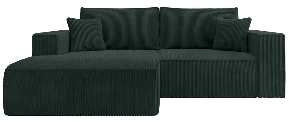 selsey-farese-mini-ecksofa-links-l-f-rmig-mit-schlaffunktion-dunkelgr-n-cord image 1