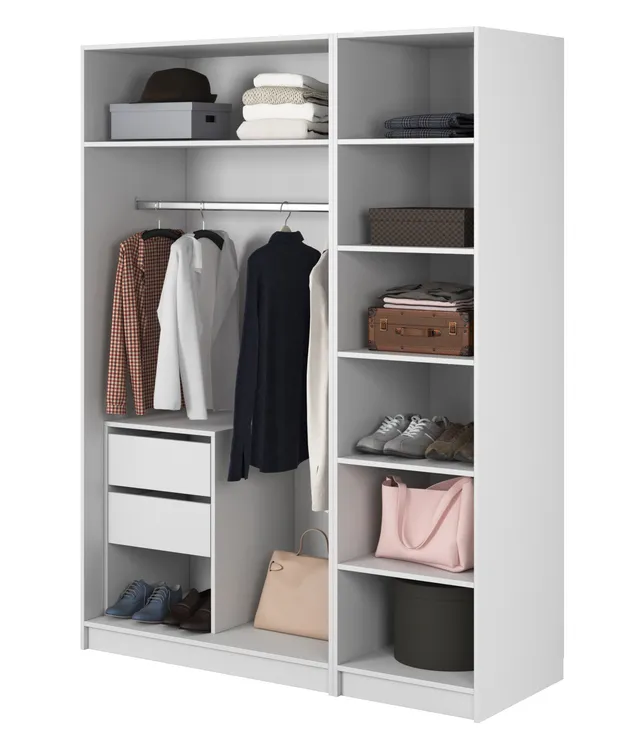 selsey-kaspe-garderobe-150-cm-wei-mit-stange-schubladen-und-regalen image 1
