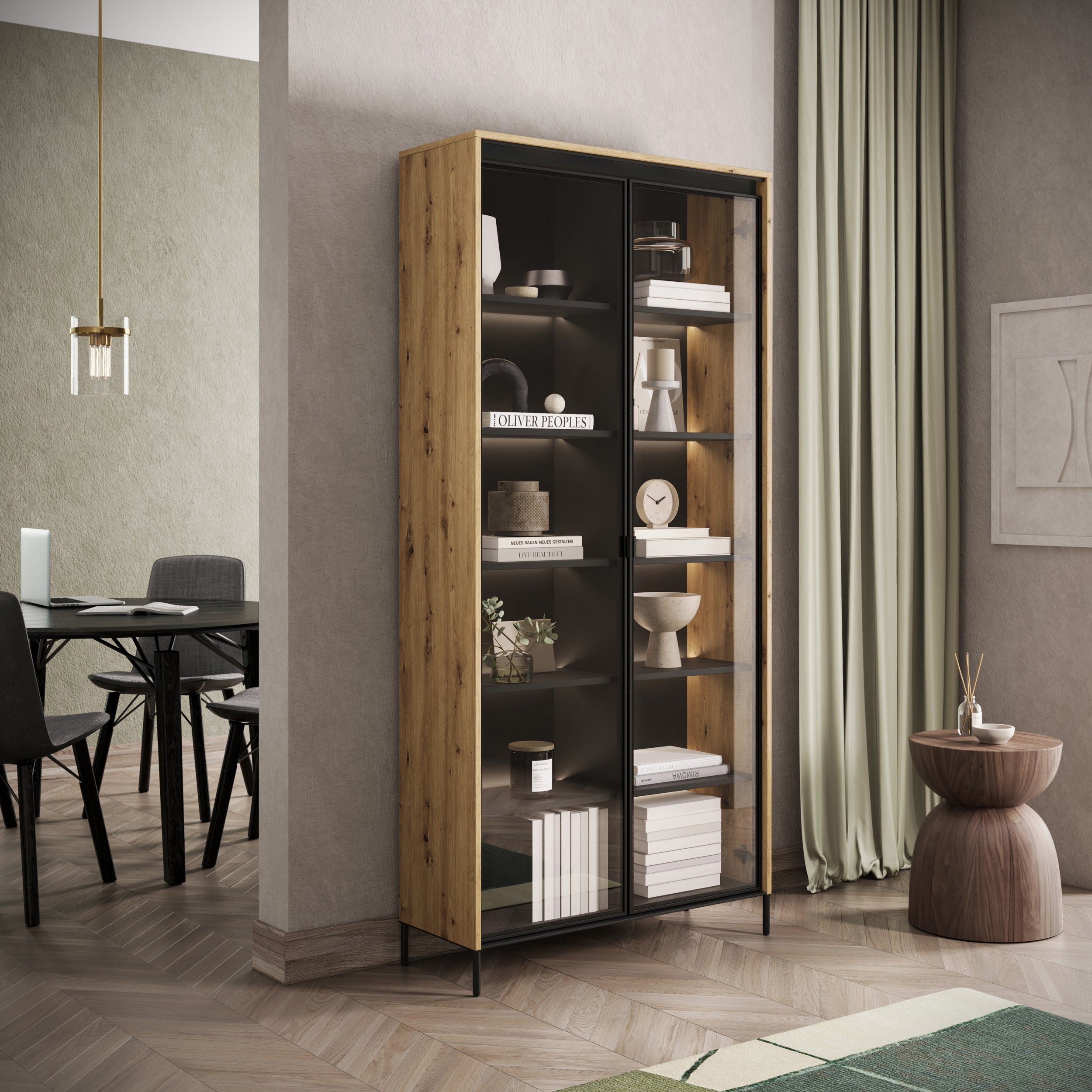 selsey-trend-zweifl-geliger-schrank-92-cm-mit-led-artisan-eiche image 2