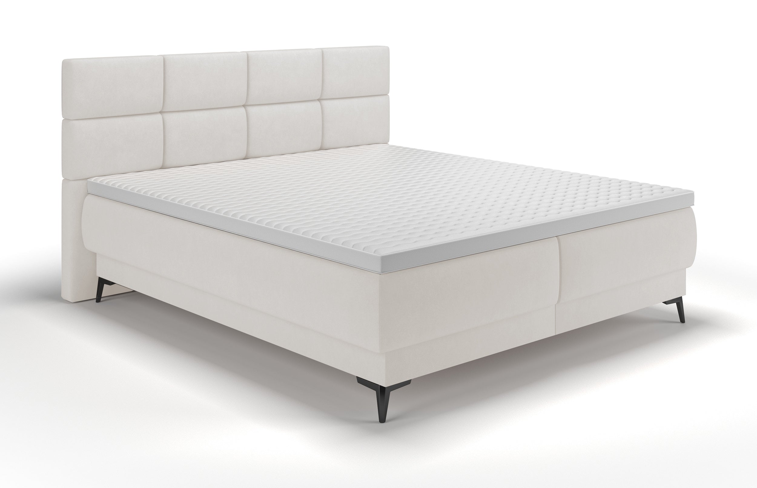 selsey-rektango-kontinentales-bett-140x200-cm-mit-stauraum-und-topper-creme-samt image 1