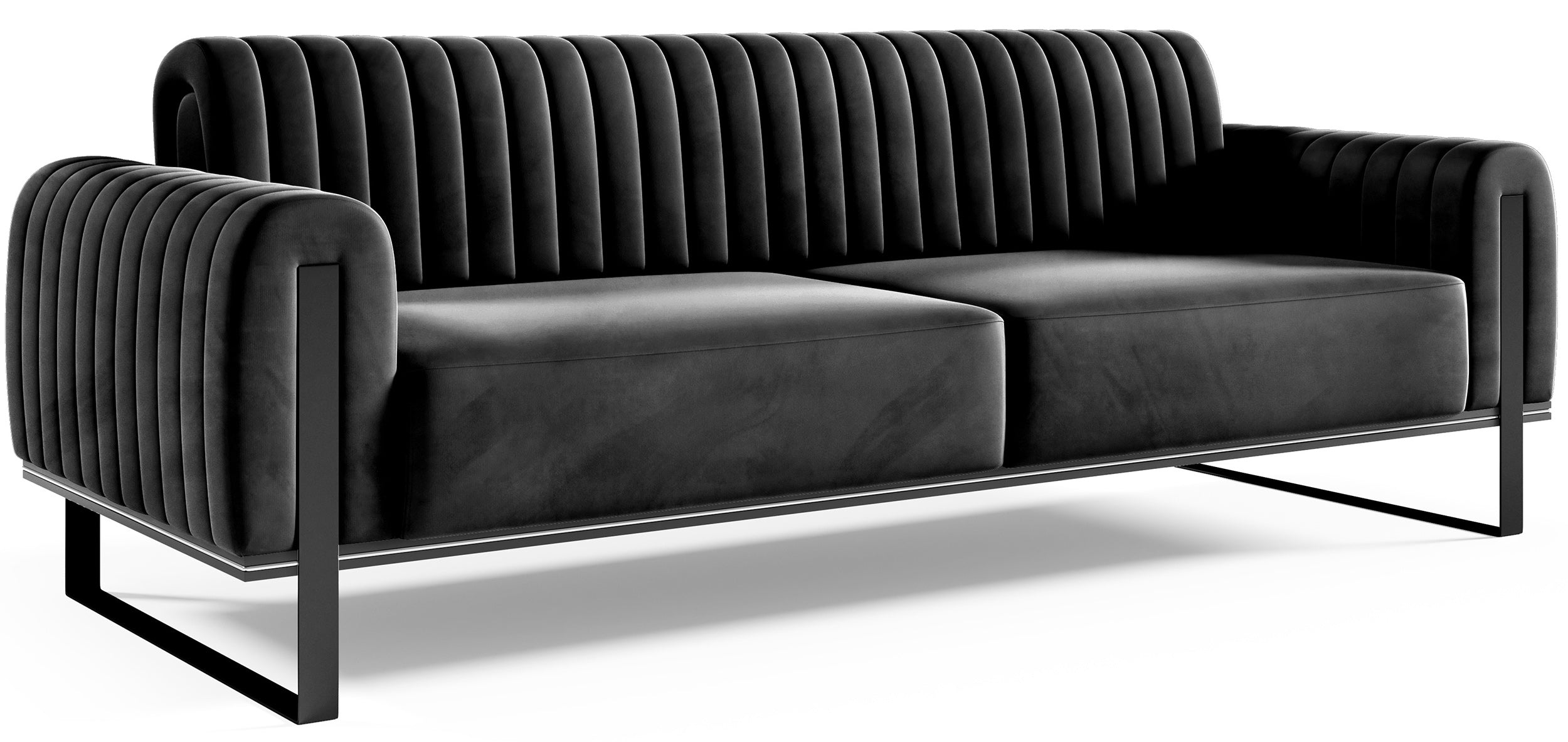 selsey-parissa-dreier-sofa-schwarzer-samt-schwarze-beine image 4
