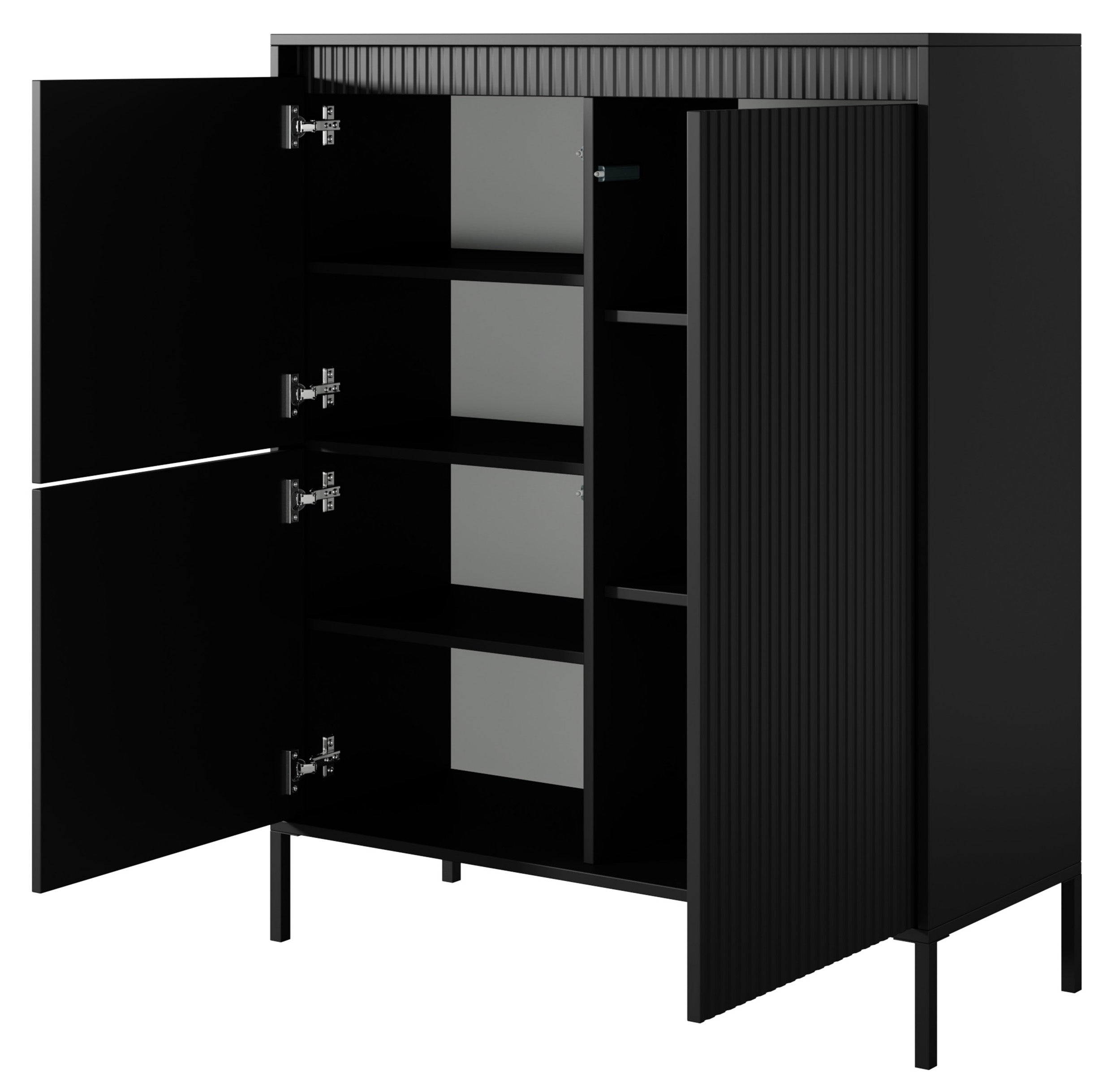 selsey-falsetto-hohe-kommode-104-cm-schwarz-3-t-ren-mit-rillenfront image 7