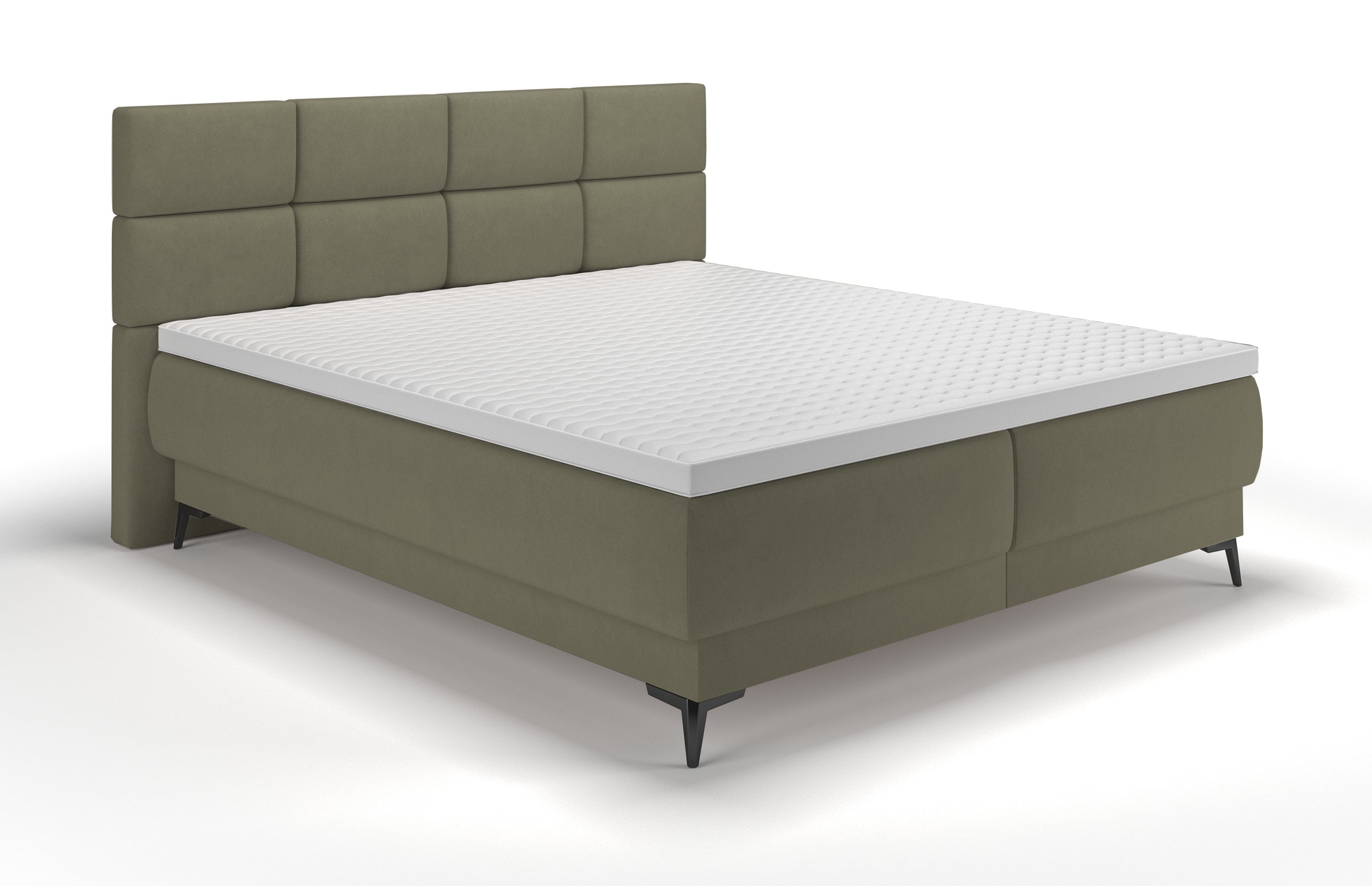 selsey-rektango-kontinentalbett-180x200-cm-olivgr-ner-samt-mit-stauraum-und-topp image 1