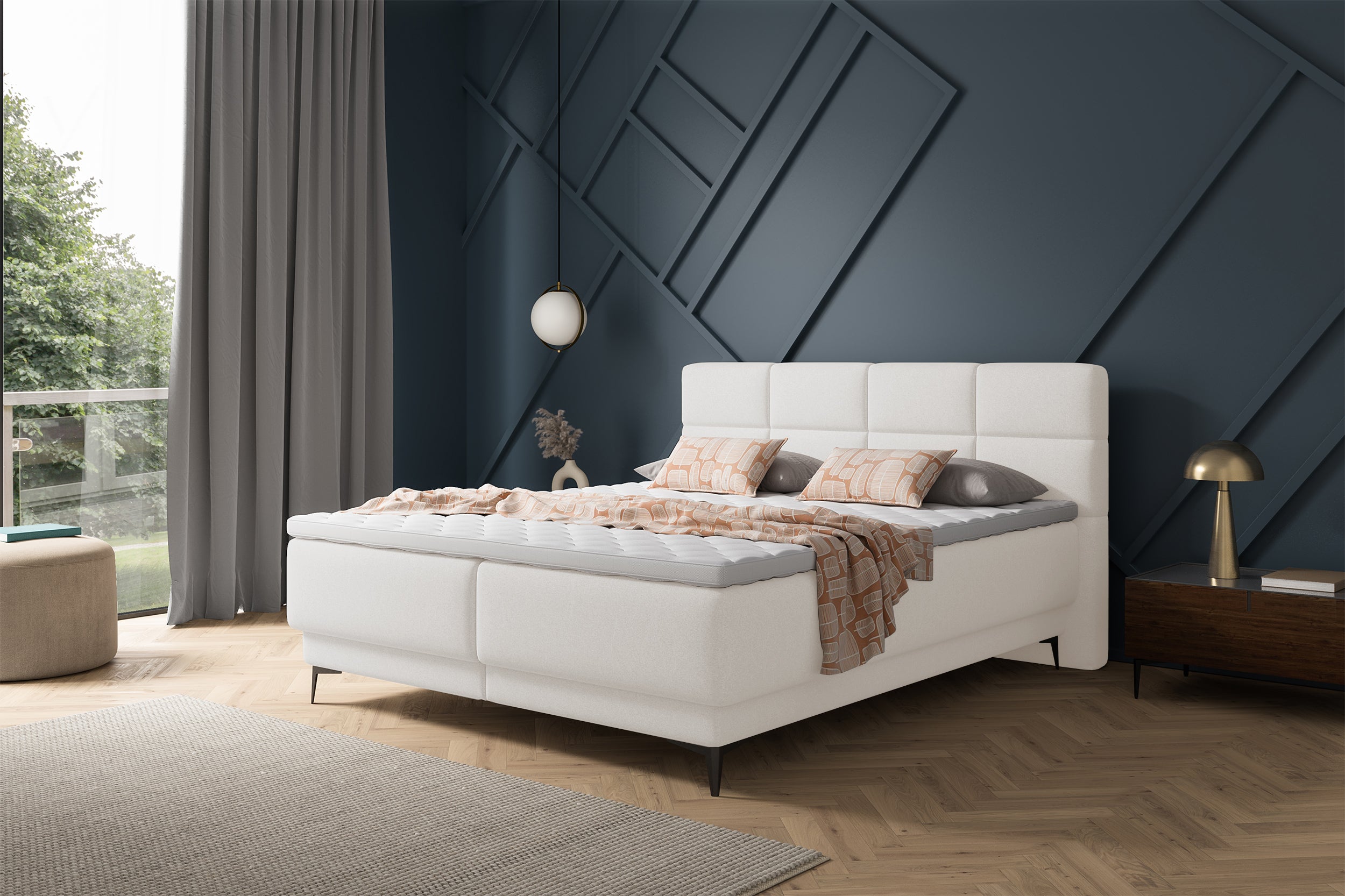 selsey-rektango-kontinentales-bett-180x200-cm-mit-stauraum-und-topper-cremefarbe image 2