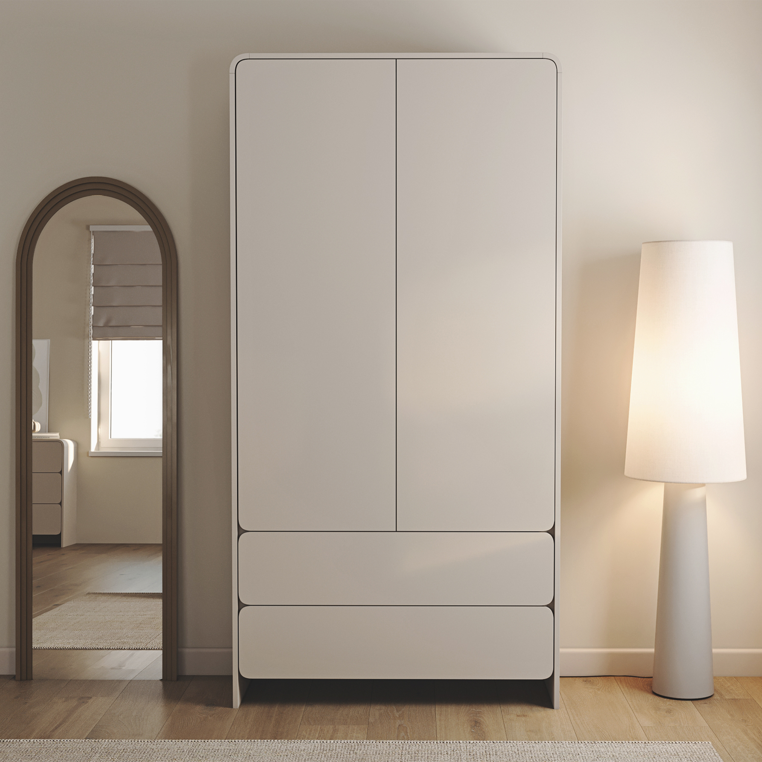 selsey-lummo-zweifl-geliger-kleiderschrank-mit-zwei-schubladen-100-cm-kaschmir image 2