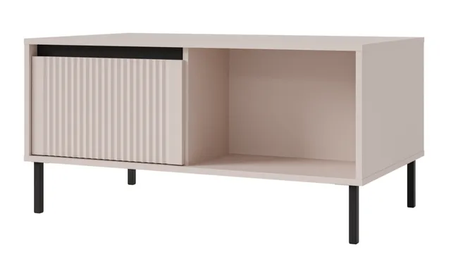 selsey-osaka-couchtisch-100-cm-sandbeige-mit-zwei-schubladen-und-schwarzen-beine image 1
