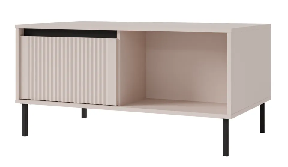 selsey-osaka-couchtisch-100-cm-sandbeige-mit-zwei-schubladen-und-schwarzen-beine image 1