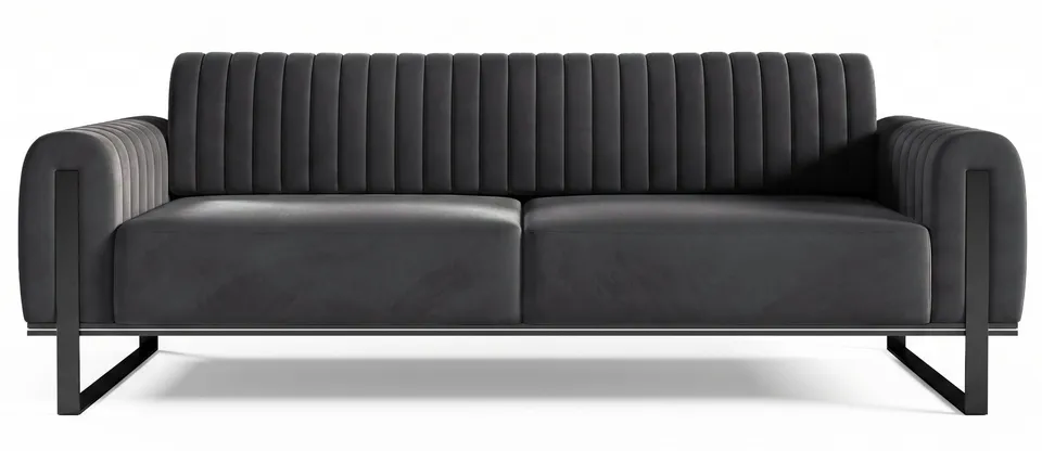 selsey-parissa-dreisitziges-sofa-dunkelgrauer-samt-schwarze-beine image 1