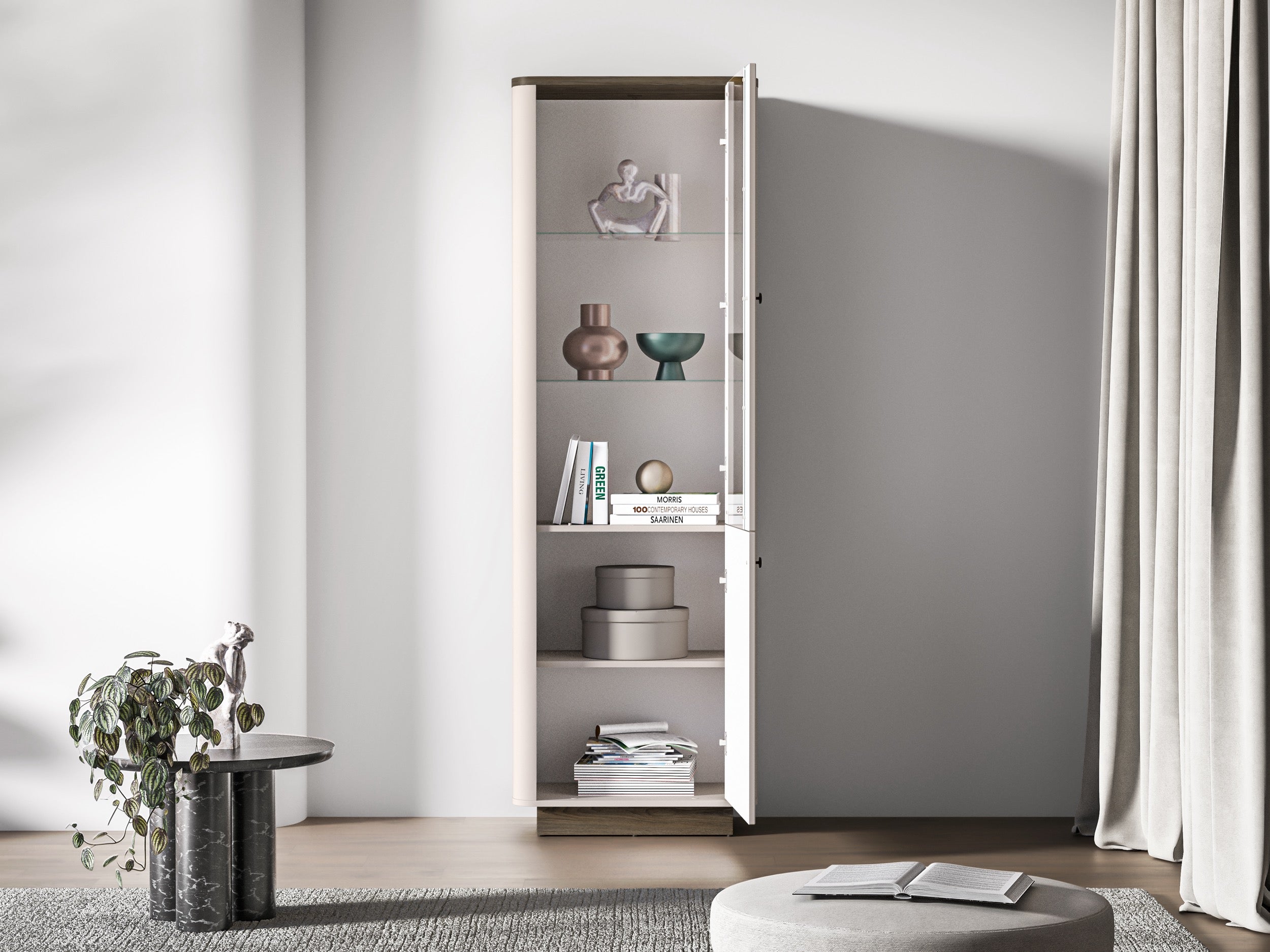 selsey-vilavio-hohe-vitrine-65-cm-mit-zwei-t-ren-und-beleuchtung-kaschmir-eiche- image 6