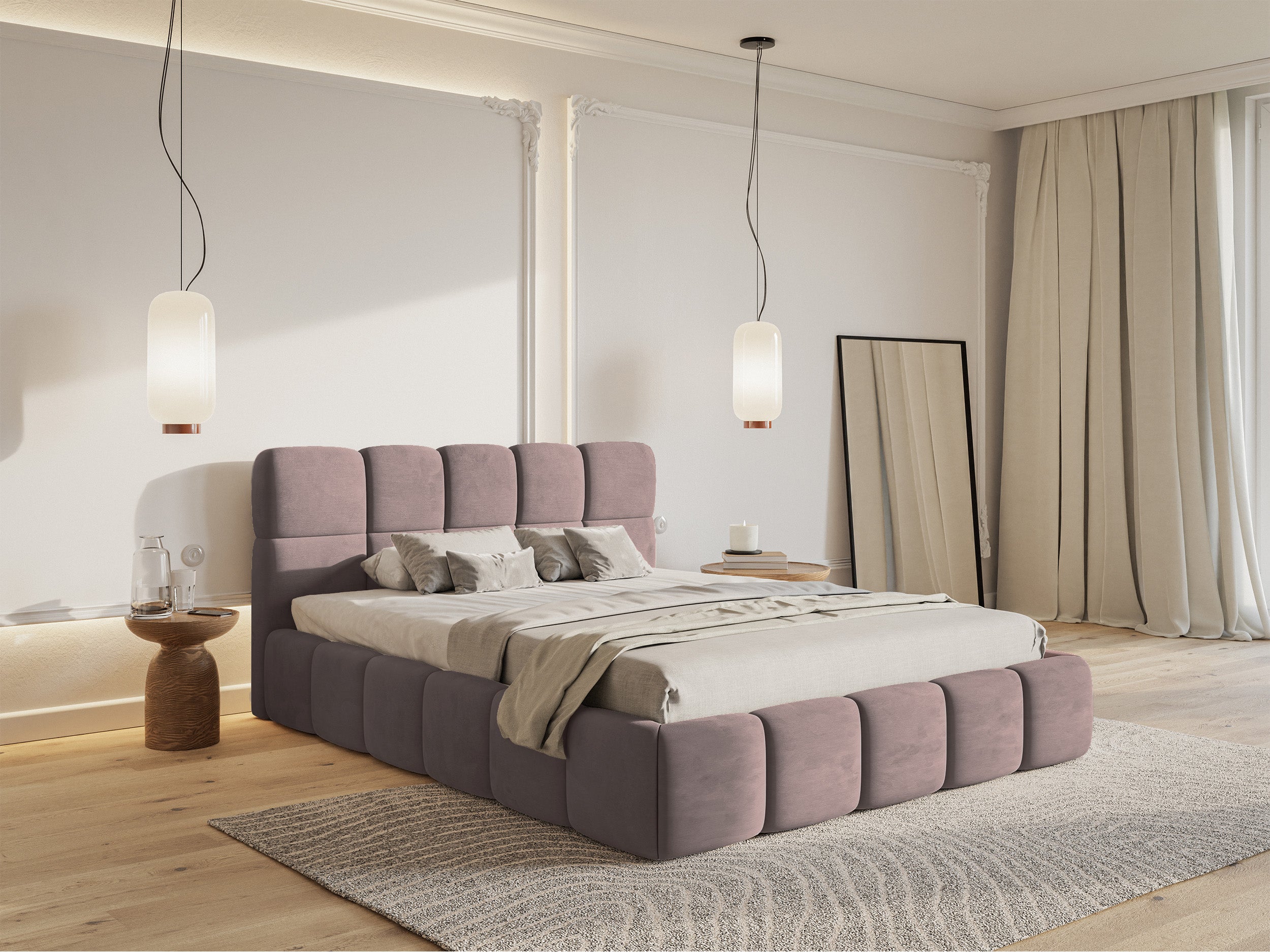 selsey-cloudy-gepolstertes-bett-120x200-cm-mit-stauraum-hellrosa-velours image 2