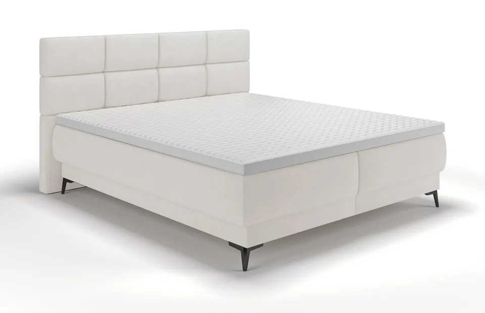 selsey-rektango-kontinentales-bett-140x200-cm-mit-stauraum-und-topper-creme-samt image 1
