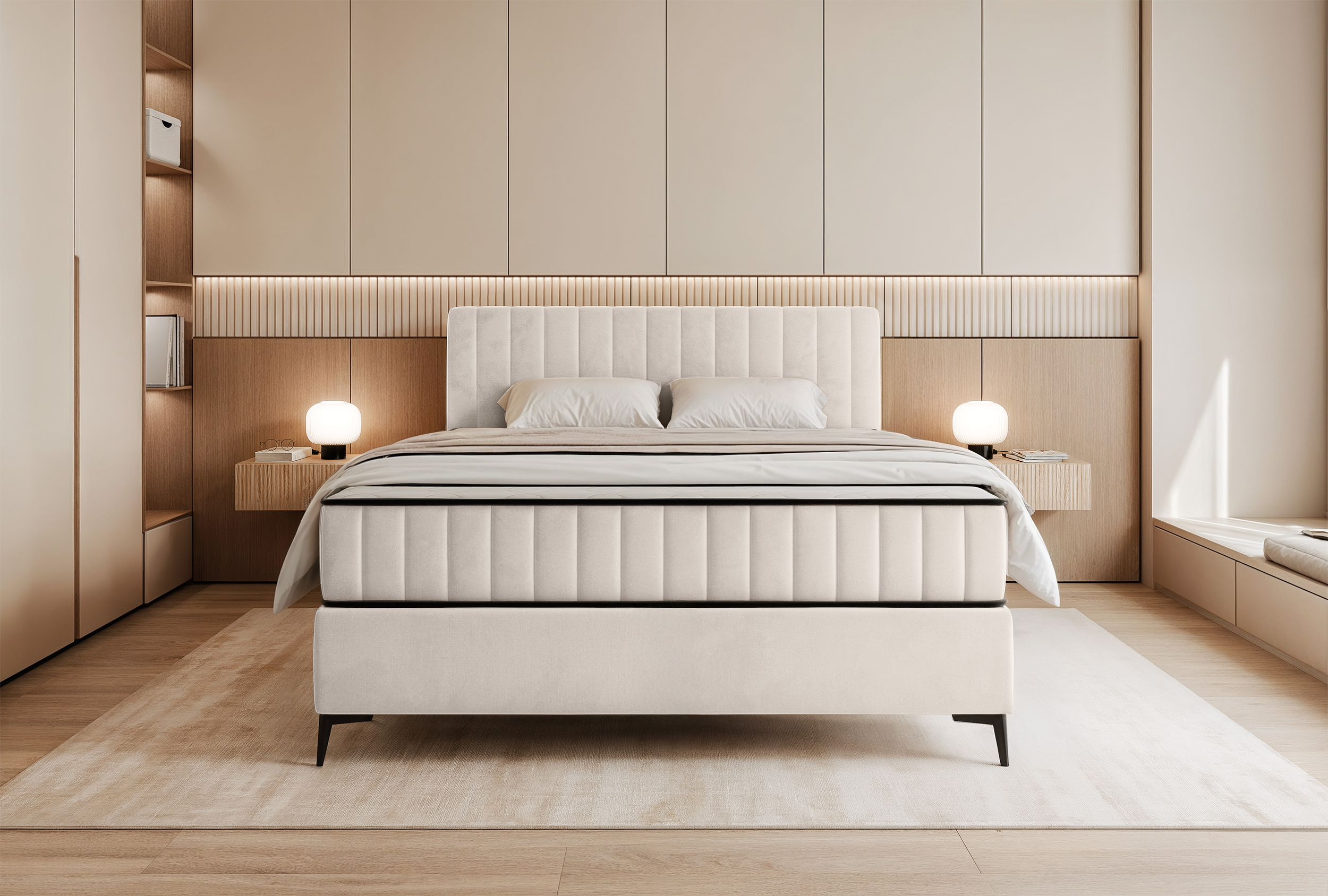 selsey-mufasso-kontinentales-bett-140x200-cm-mit-stauraum-cremefarbener-velours image 3