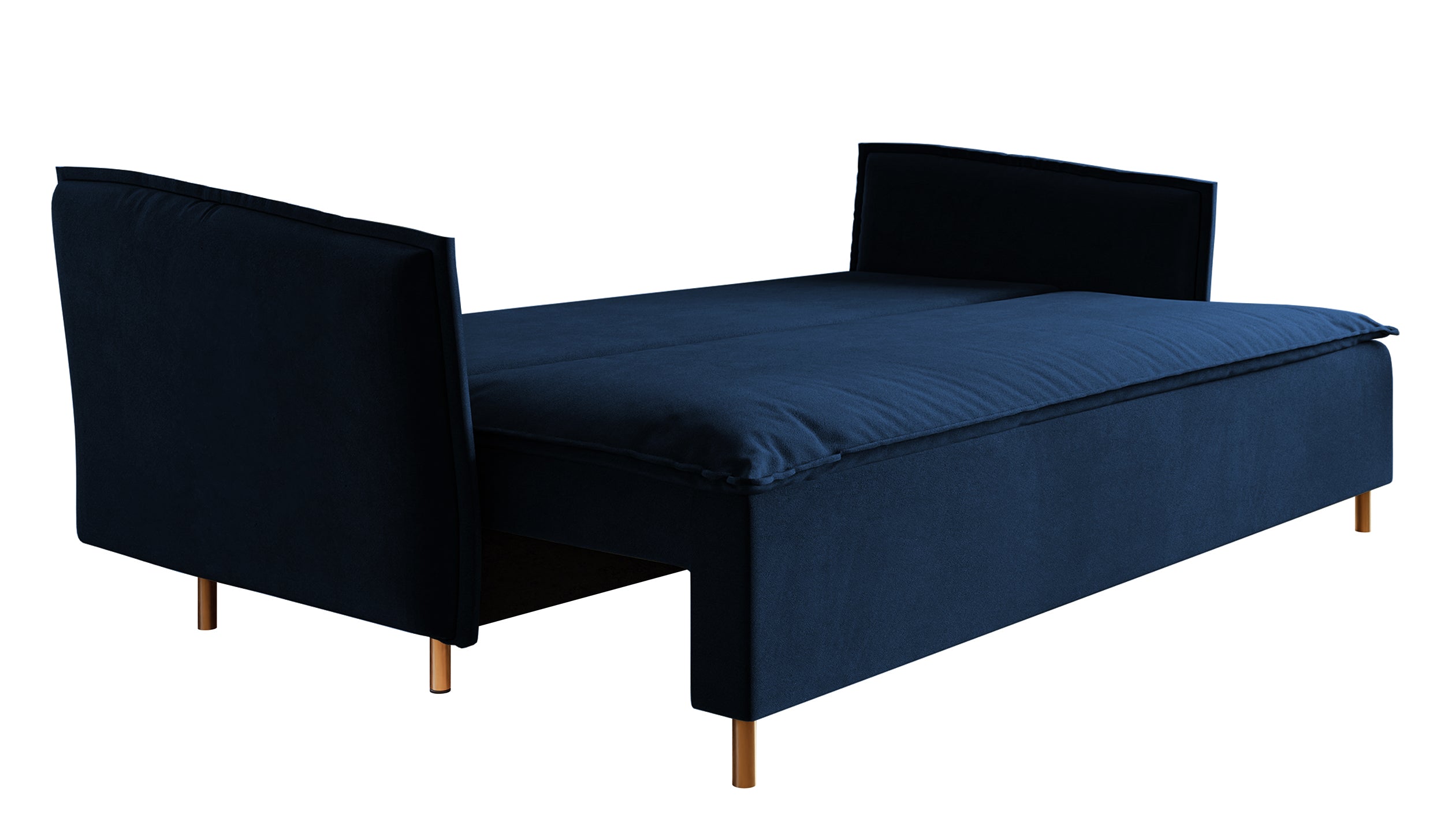 selsey-ummo-dreisitziges-schlafsofa-marineblau-mit-stauraum-velours-goldene-bein image 5