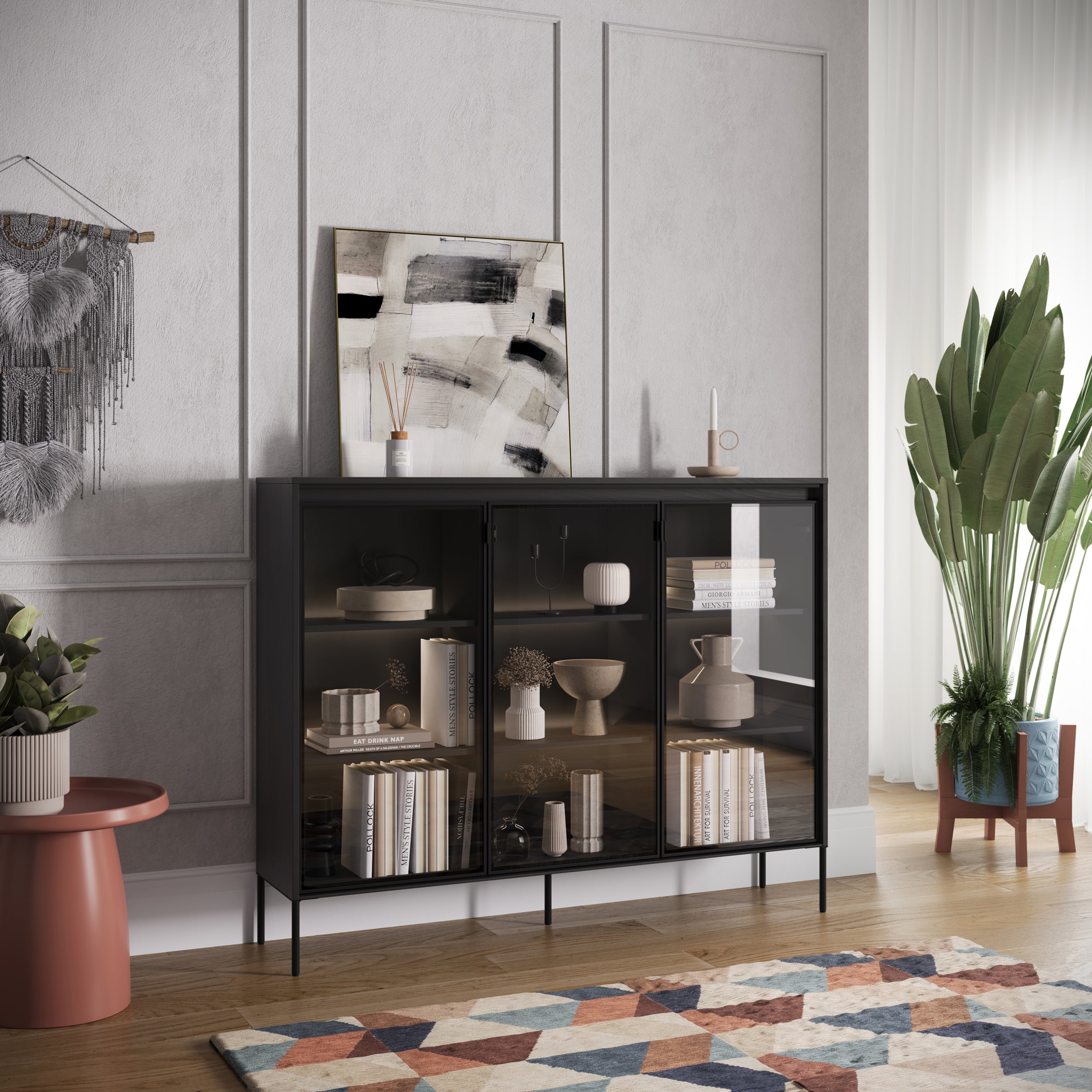 selsey-trend-dreht-renschrank-150-cm-mit-led-schwarz image 2