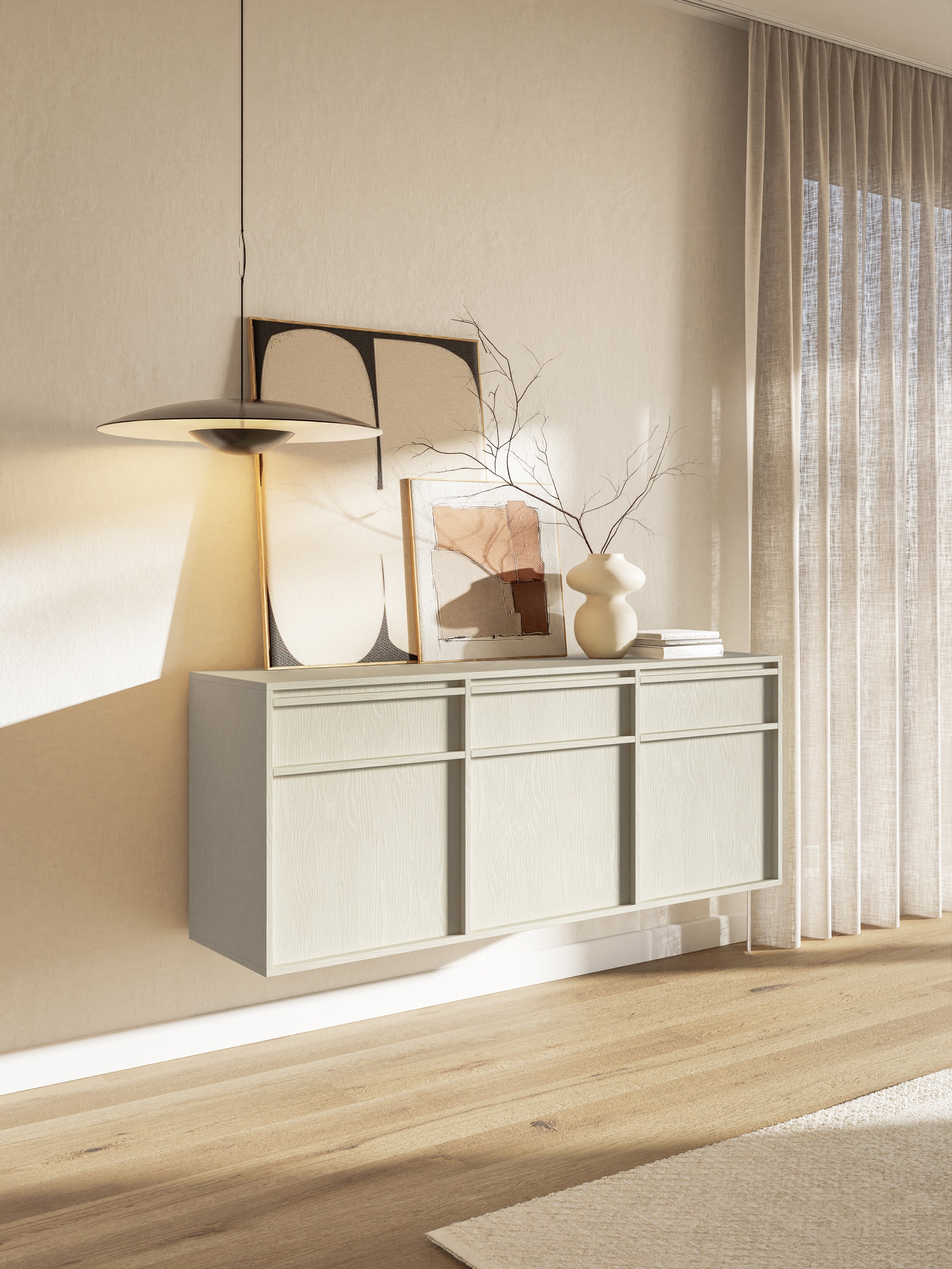 selsey-evo-h-ngende-dreit-rige-kommode-154-cm-sandbeige-mit-schubladen image 2