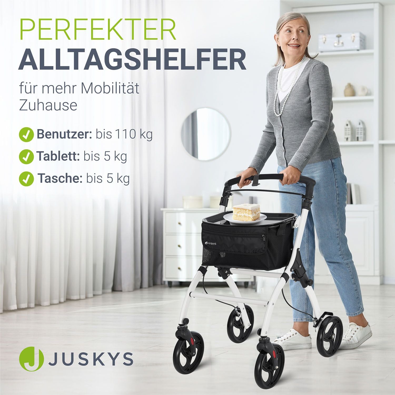 juskys-wohnungsrollator-aktiv-bordeaux-rot-alu-leichtgewicht-mit-tablett-und-tas image 2