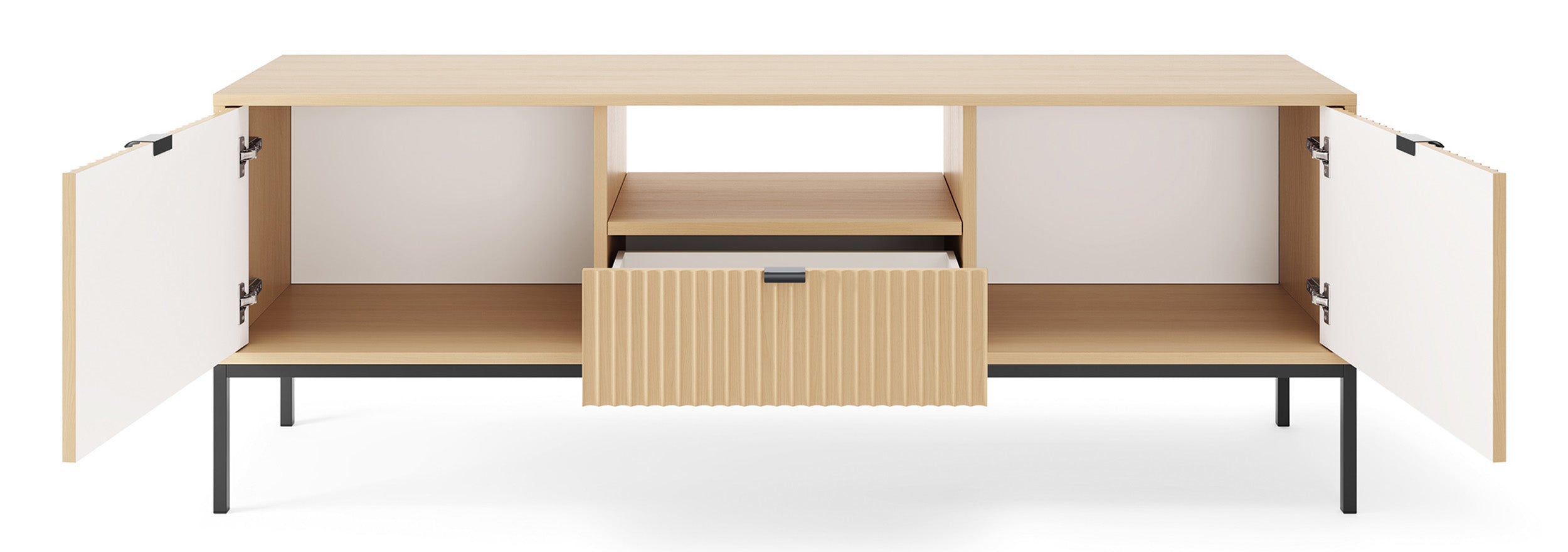 selsey-vellore-tv-schrank-154-cm-mit-schublade-vicenza-eiche-mit-rillenfront-auf image 3