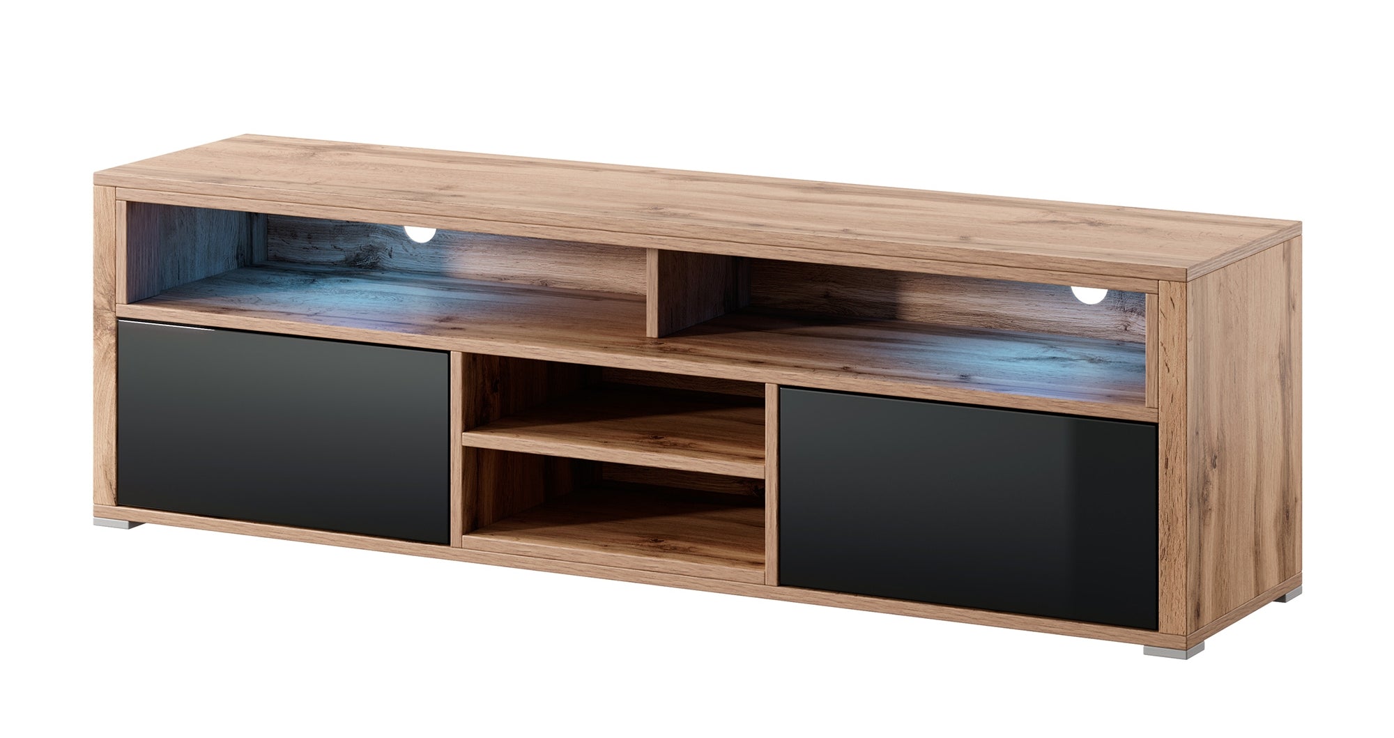 selsey-laksa-tv-schrank-mit-beleuchtung-wotan-eiche-schwarz-hochglanz image 4
