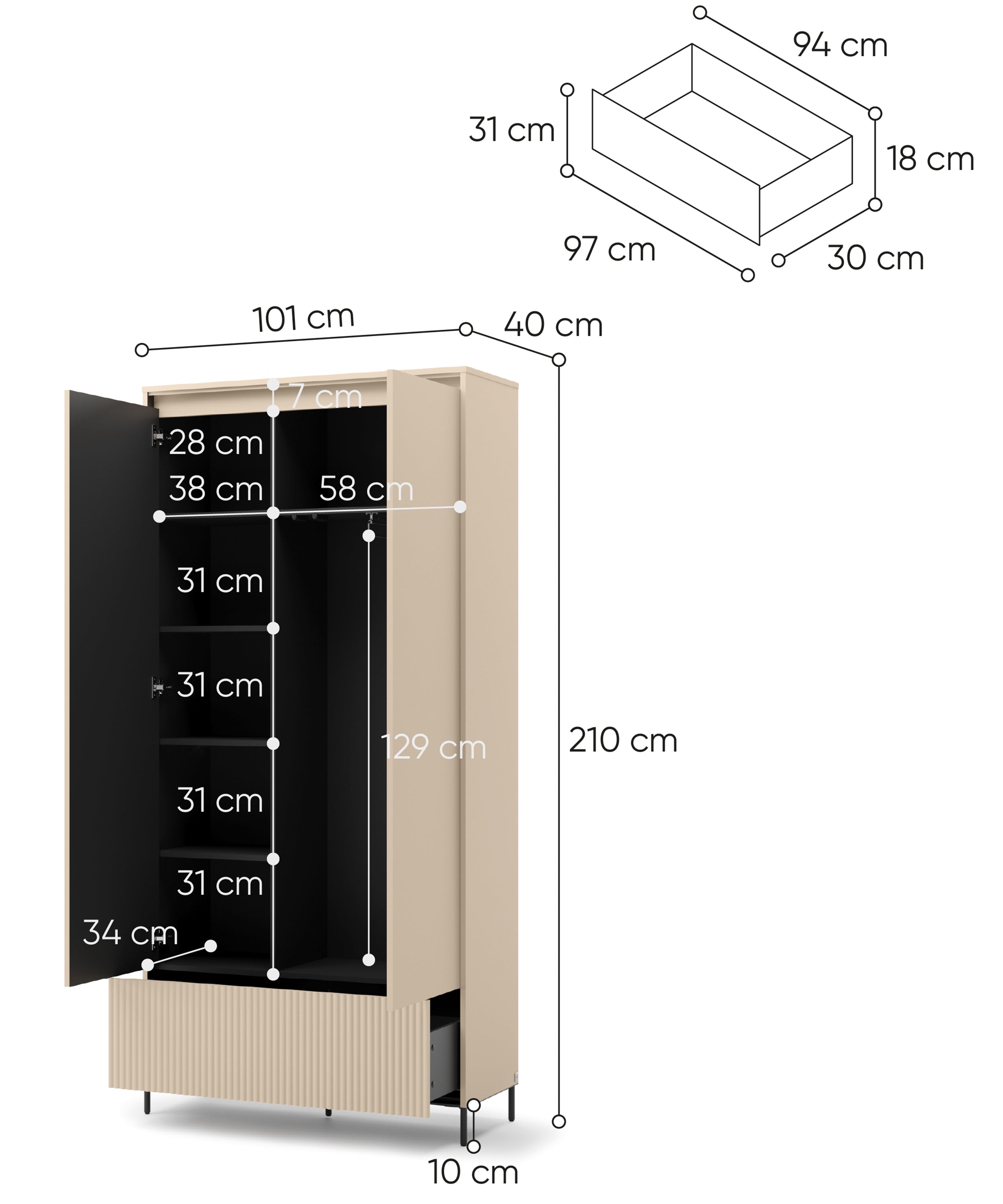 selsey-trend-zweit-riger-kleiderschrank-101-cm-mit-schublade-und-beleuchtung-ger image 8