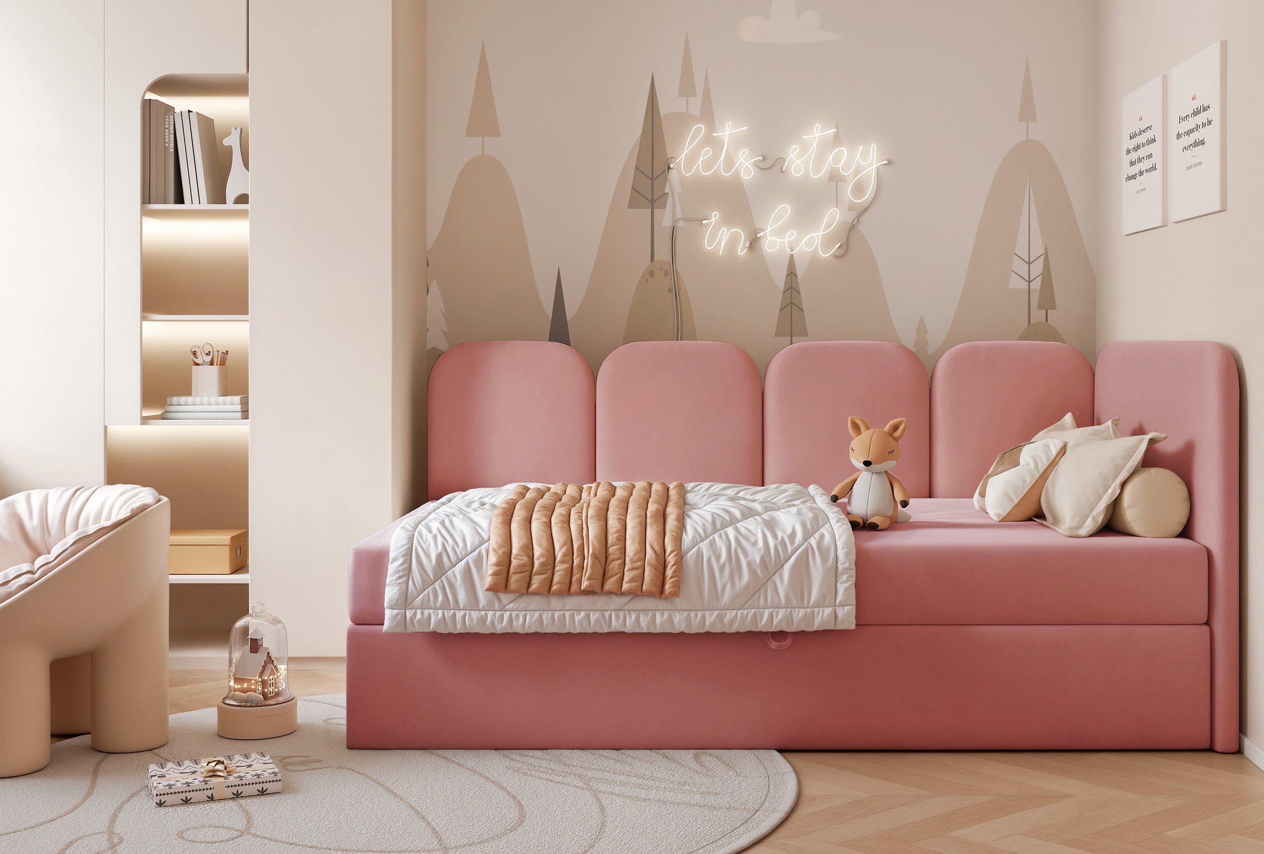 selsey-jugendbett-nubini-90x200-cm-rechtsseitig-mit-stauraum-rosa-velours-wasser image 4