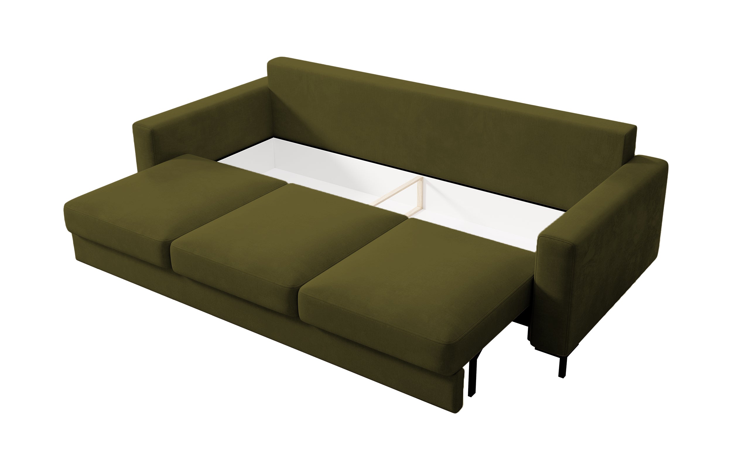 selsey-mokpeo-dreisitziges-ausklappbares-sofa-olivgr-ner-samt-mit-stauraum image 6