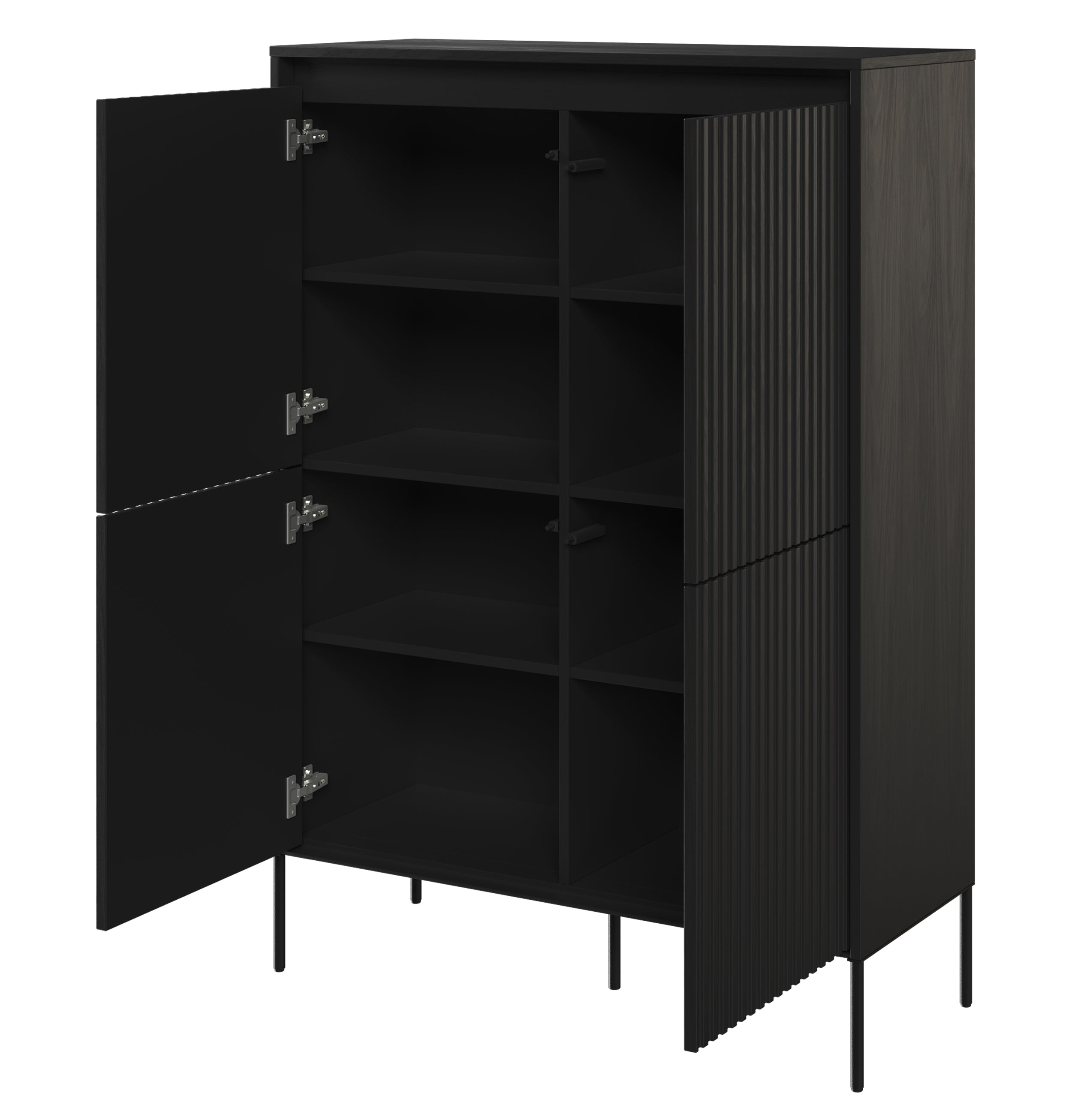 selsey-trend-hohe-kommode-98-cm-viert-rig-mit-led-schwarz image 2
