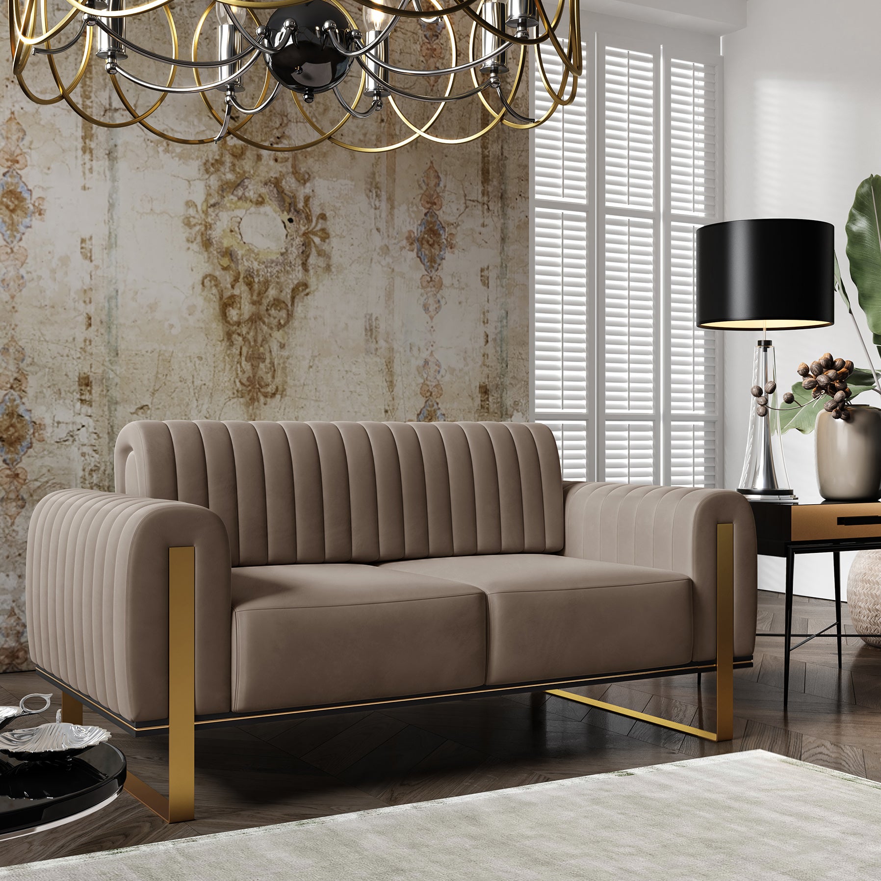 selsey-parissa-zweisitziges-sofa-brauner-samt image 2