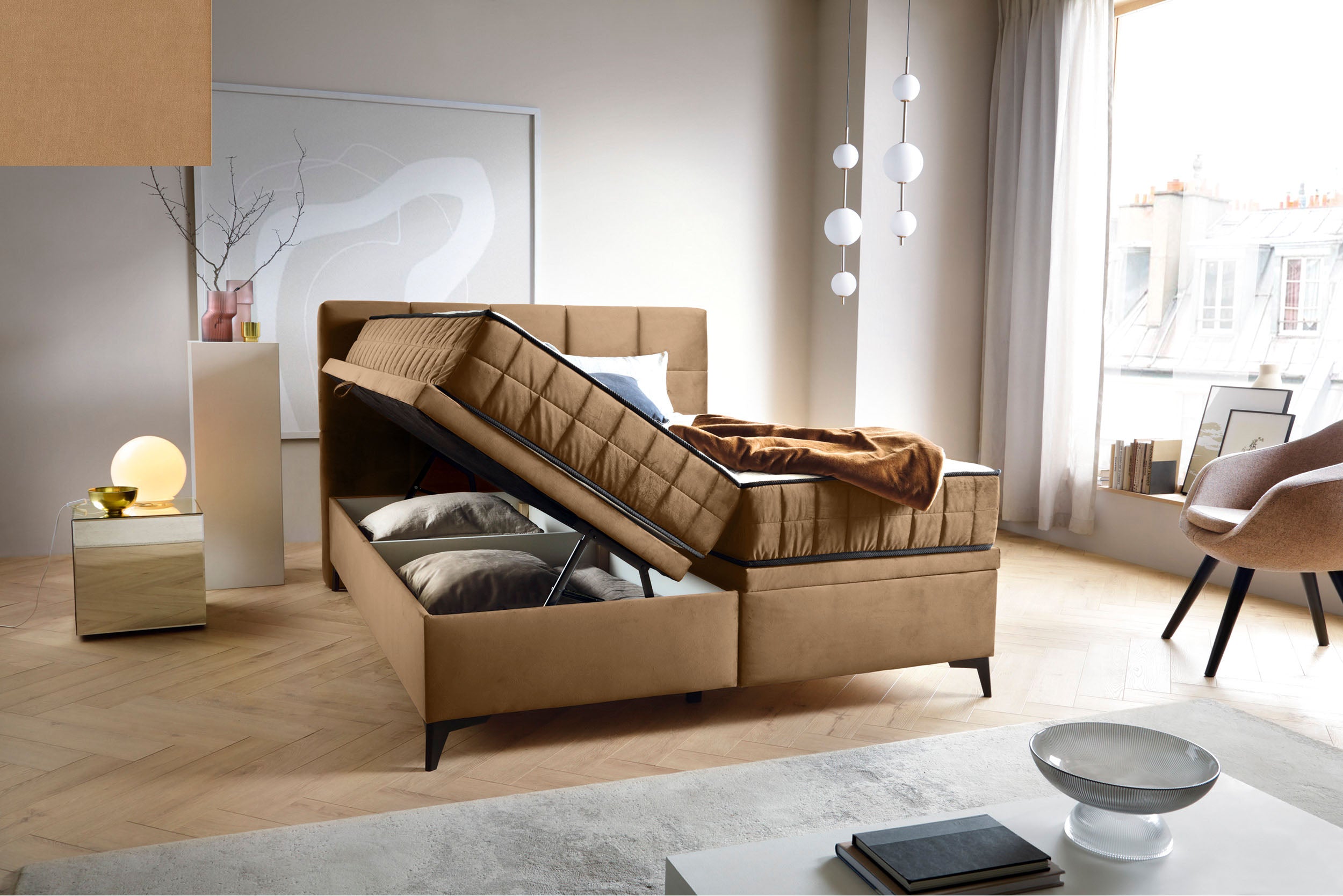 selsey-beriano-kontinentales-bett-160x200-cm-mit-stauraum-und-matratze-beiger-sa image 4