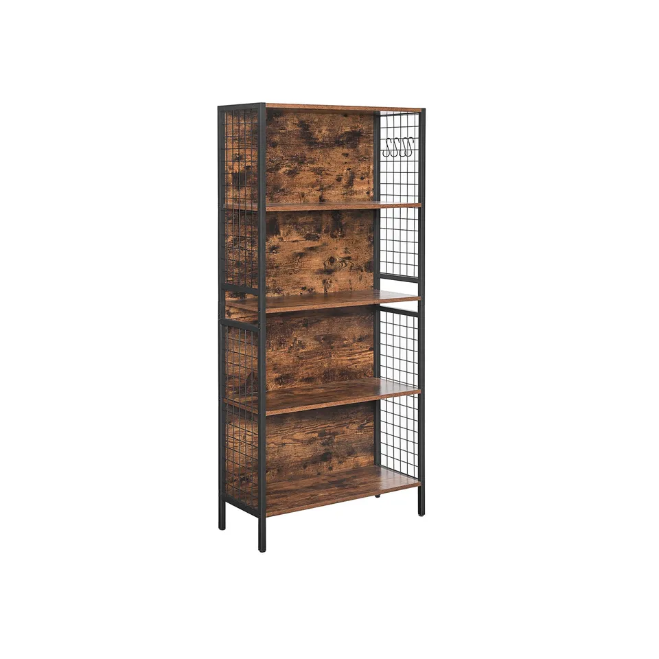 vasagle-standregal-mit-4-ablagen-industrie-design-vintagebraun-schwarz image 1