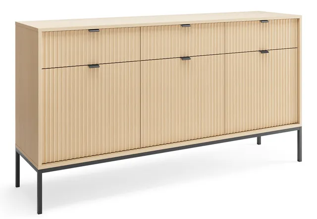 selsey-vellore-kommode-154-cm-eiche-vicenza-mit-3-schubladen-und-geriffelter-fro image 1